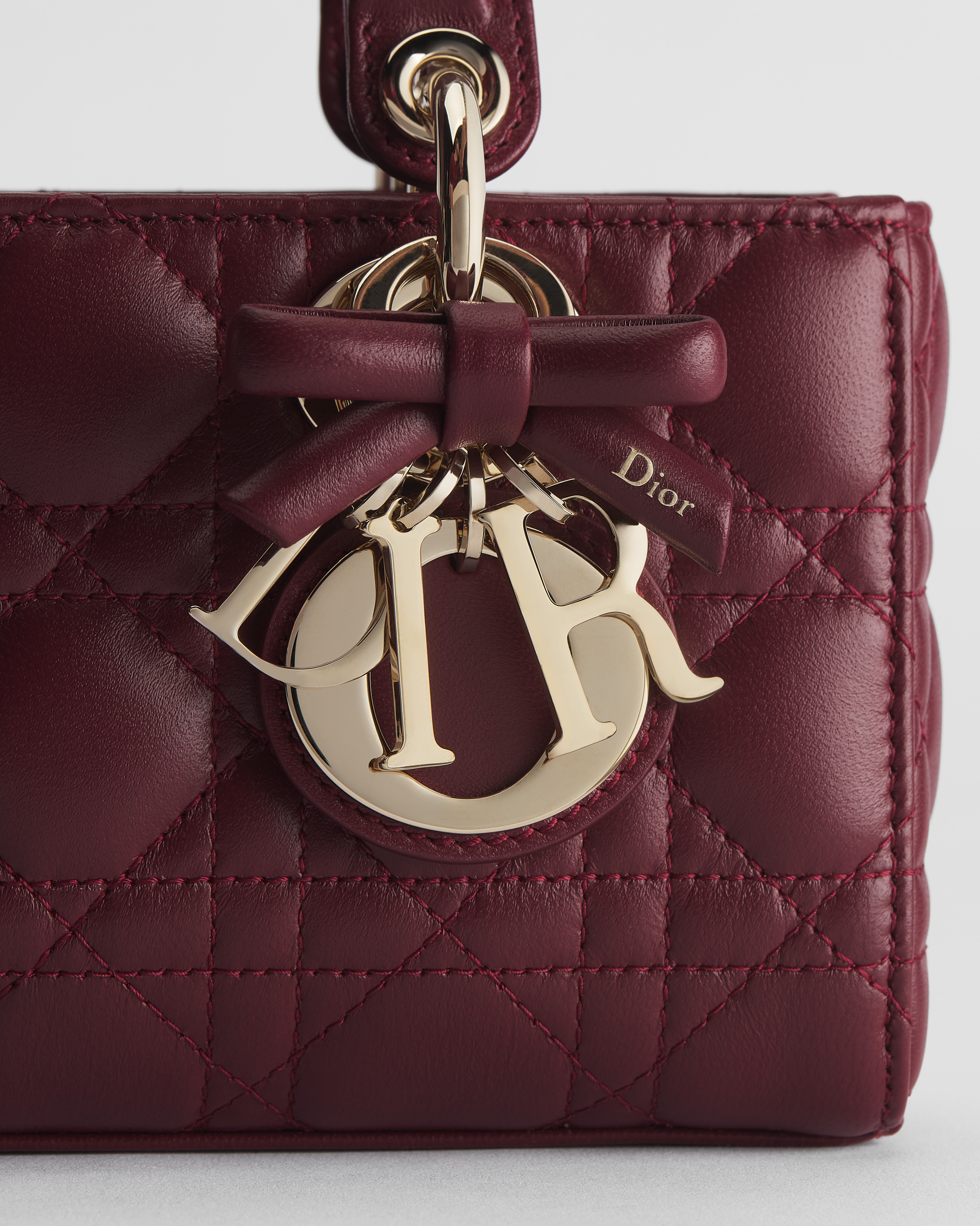 Dior Or Mini Lady D-Joy Bag Rouge Hermitage Cannage Lambskin E09