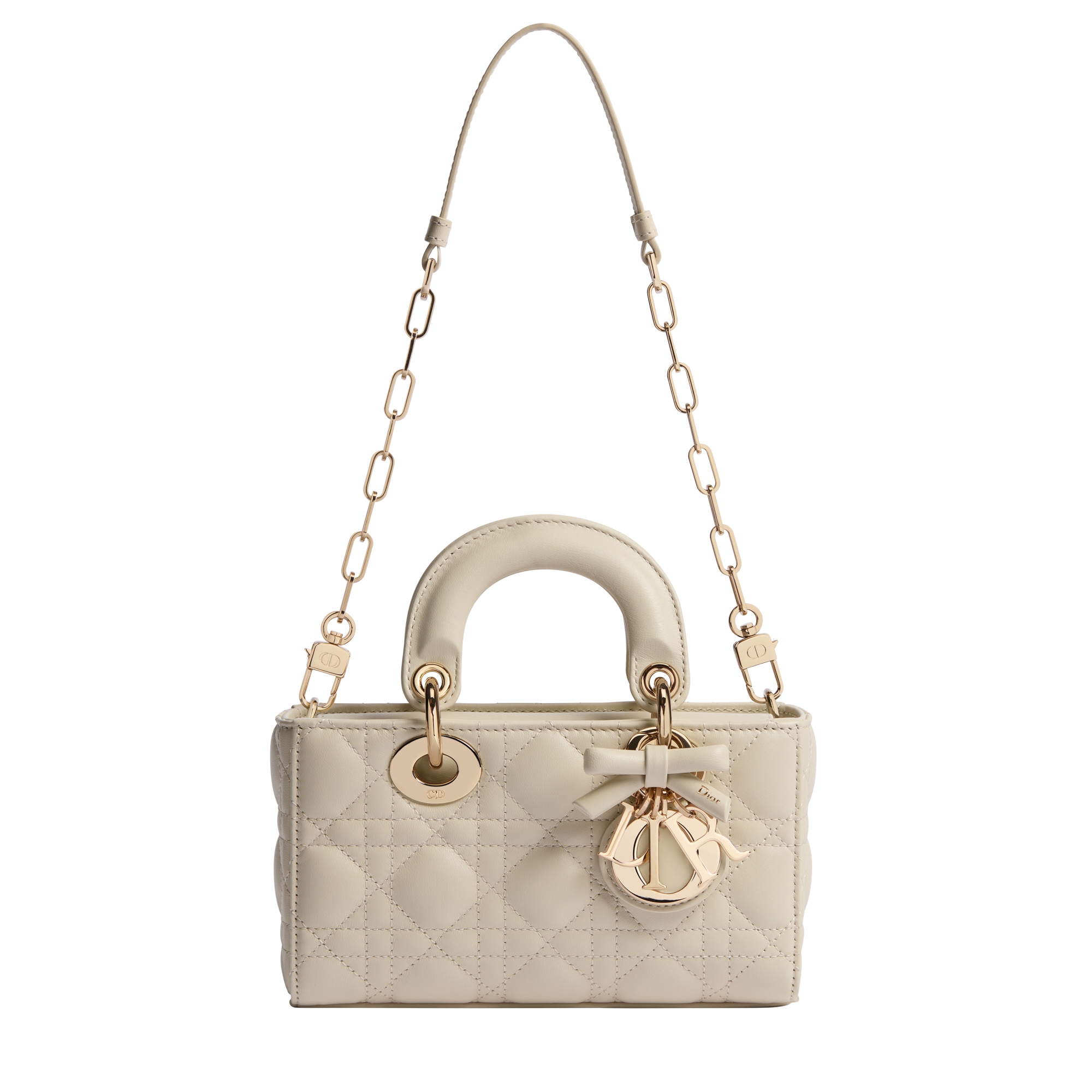 Mini Lady D-Joy Bag Craie Cannage Lambskin E07