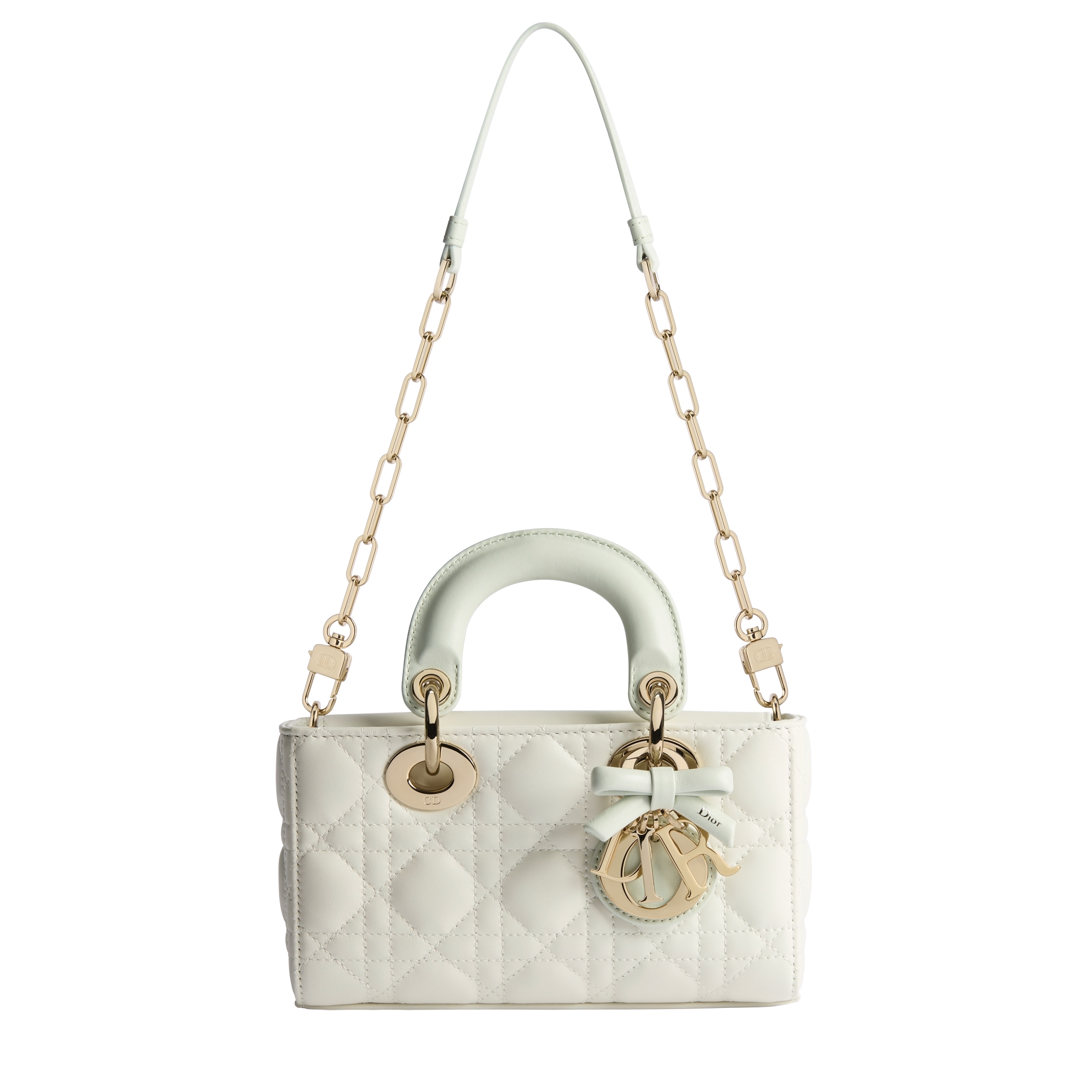 Mini Lady D-Joy Bag Two-Tone Latte and Soupir Green Cannage Lambskin E07