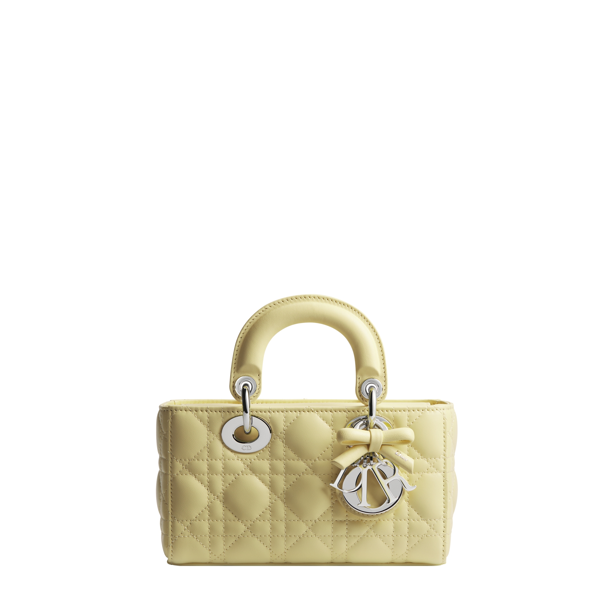  黃色 Cannage 藤格紋圖案羊皮