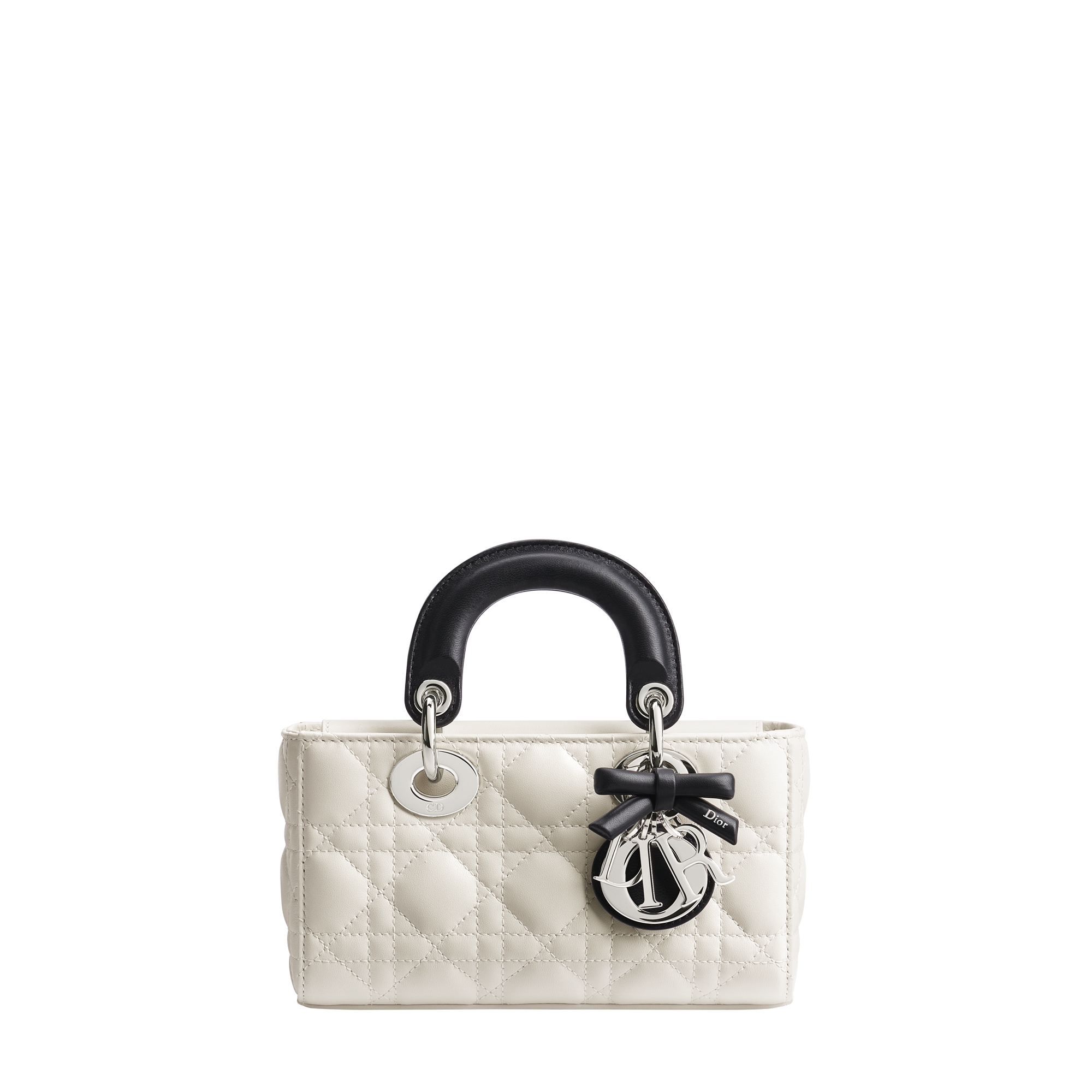 Mini Lady D-Joy Bag Two-Tone Latte and Black Cannage Lambskin E01