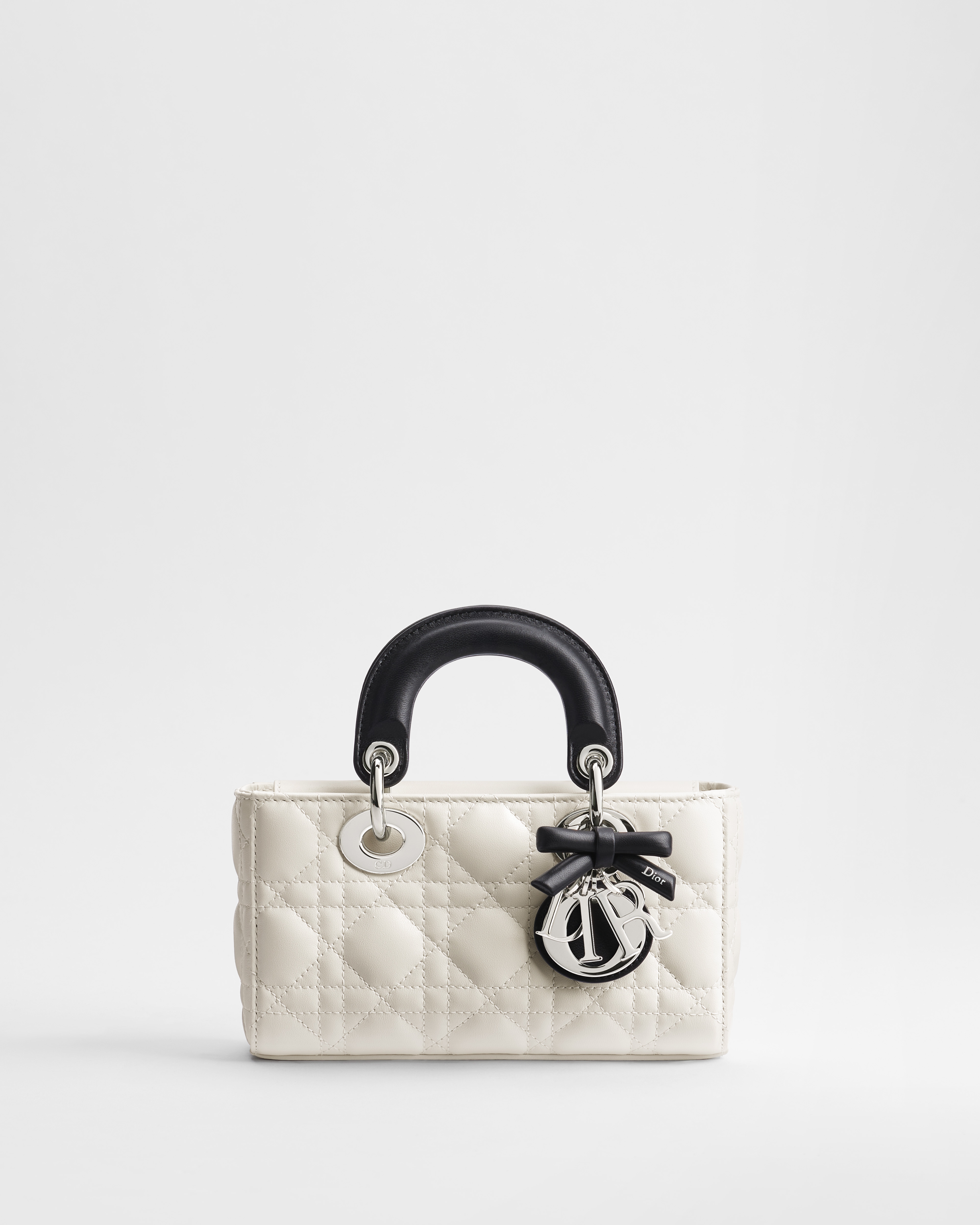 Mini Lady D-Joy Tasche Zweifarbiges Cannage Lammleder in Latte und Schwarz E01