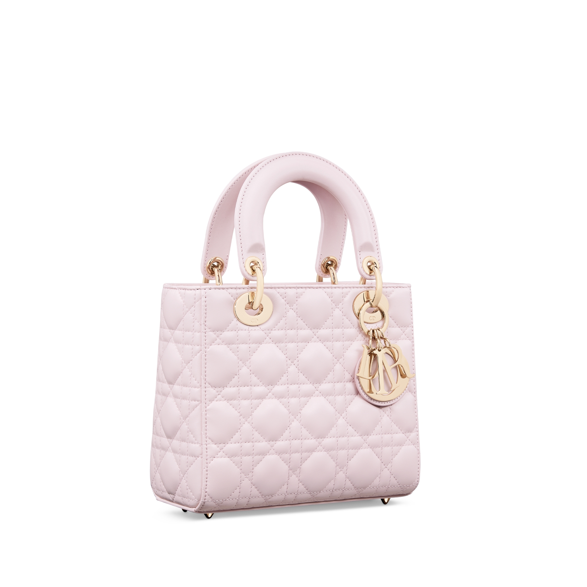 Bolsa My Lady Dior and I Pele de cordeiro Cannage rosa-bebê E03