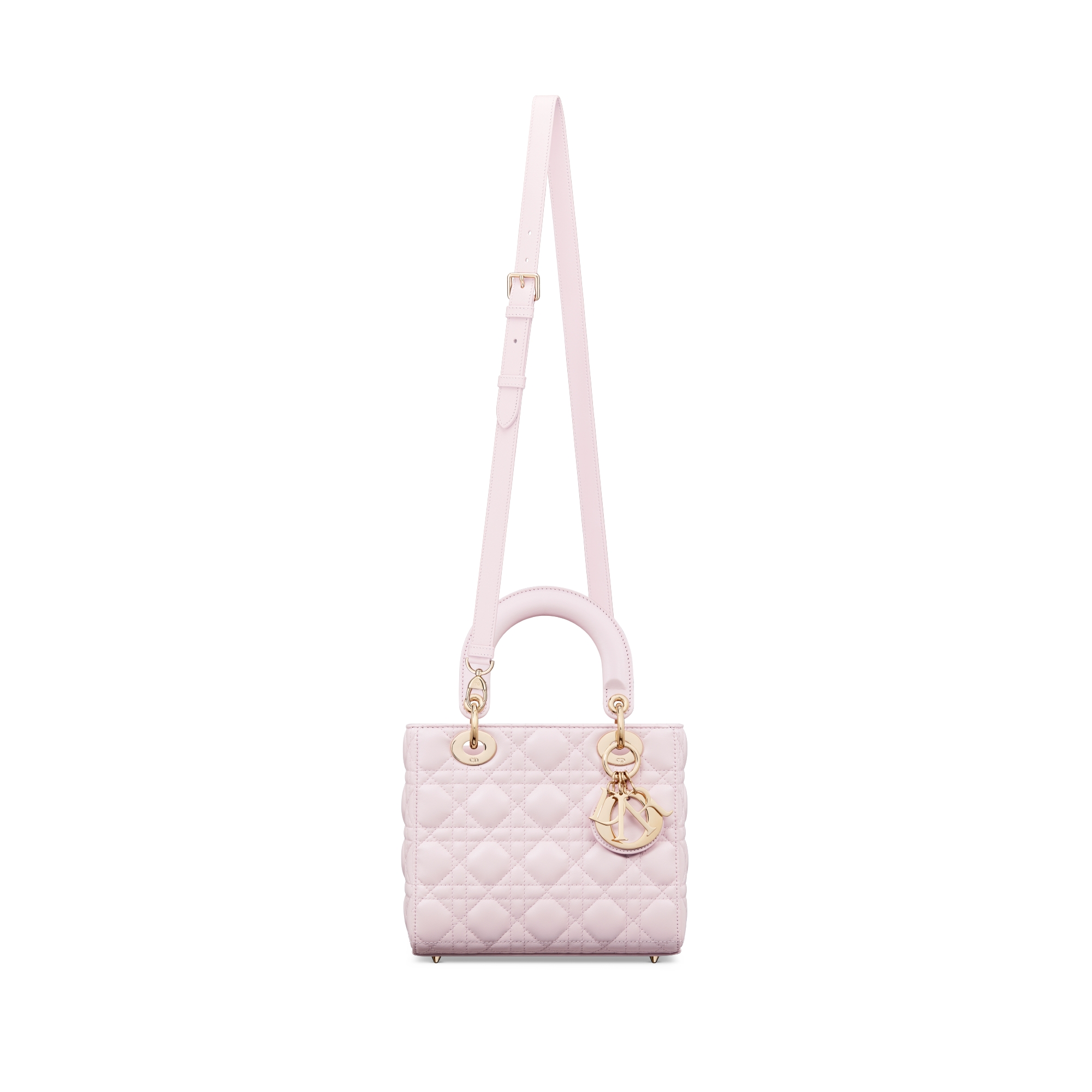 Bolsa My Lady Dior and I Pele de cordeiro Cannage rosa-bebê E07
