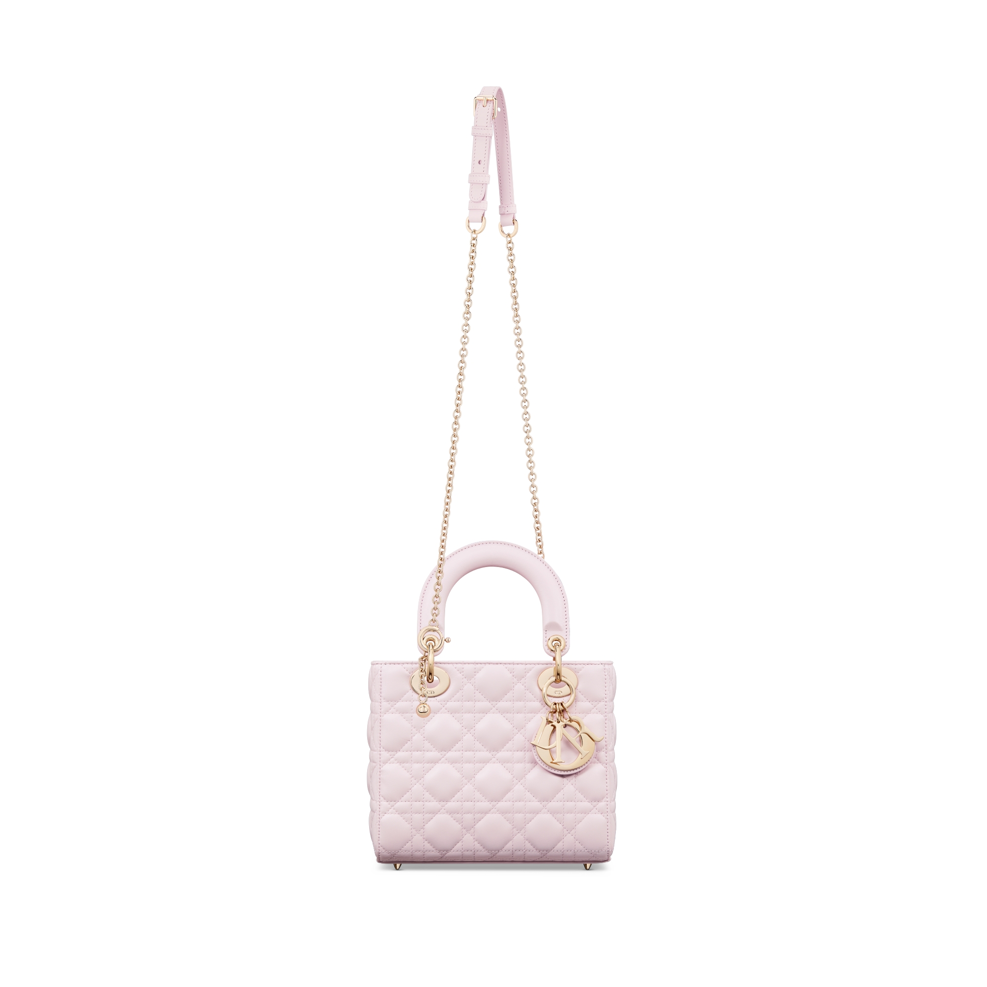 Bolsa My Lady Dior and I Pele de cordeiro Cannage rosa-bebê E10