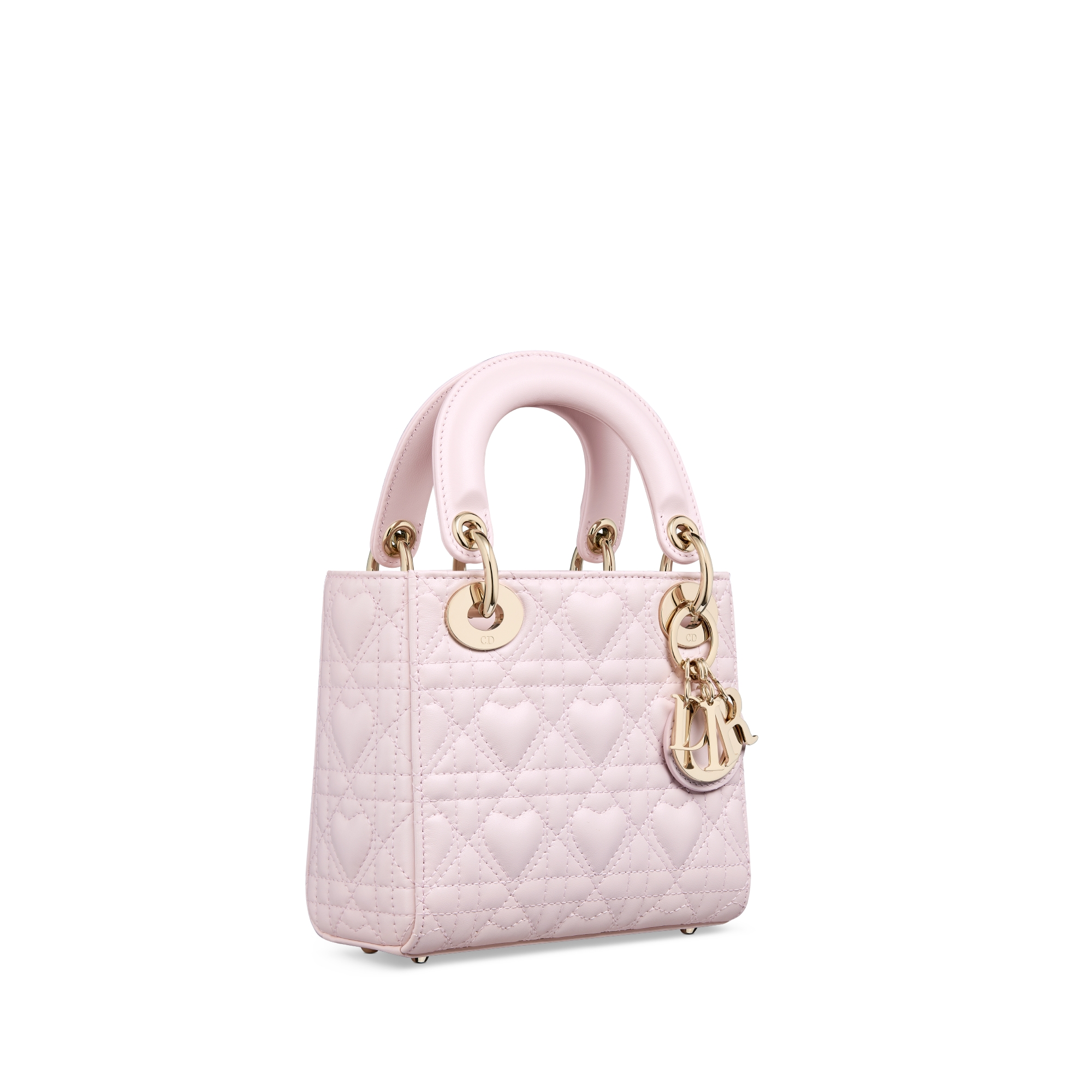 Dior Lucky Mini Lady Dior Bag Pale Pink Cannage Lambskin with Heart Motif E03