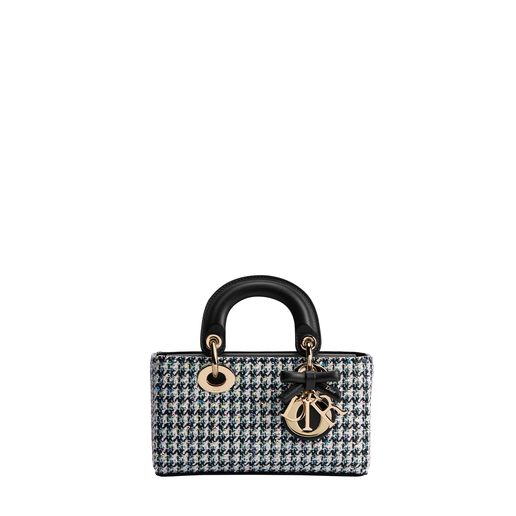 Mini Lady D-Joy Bag Multicolor Houndstooth Embroidery with Sequins E01