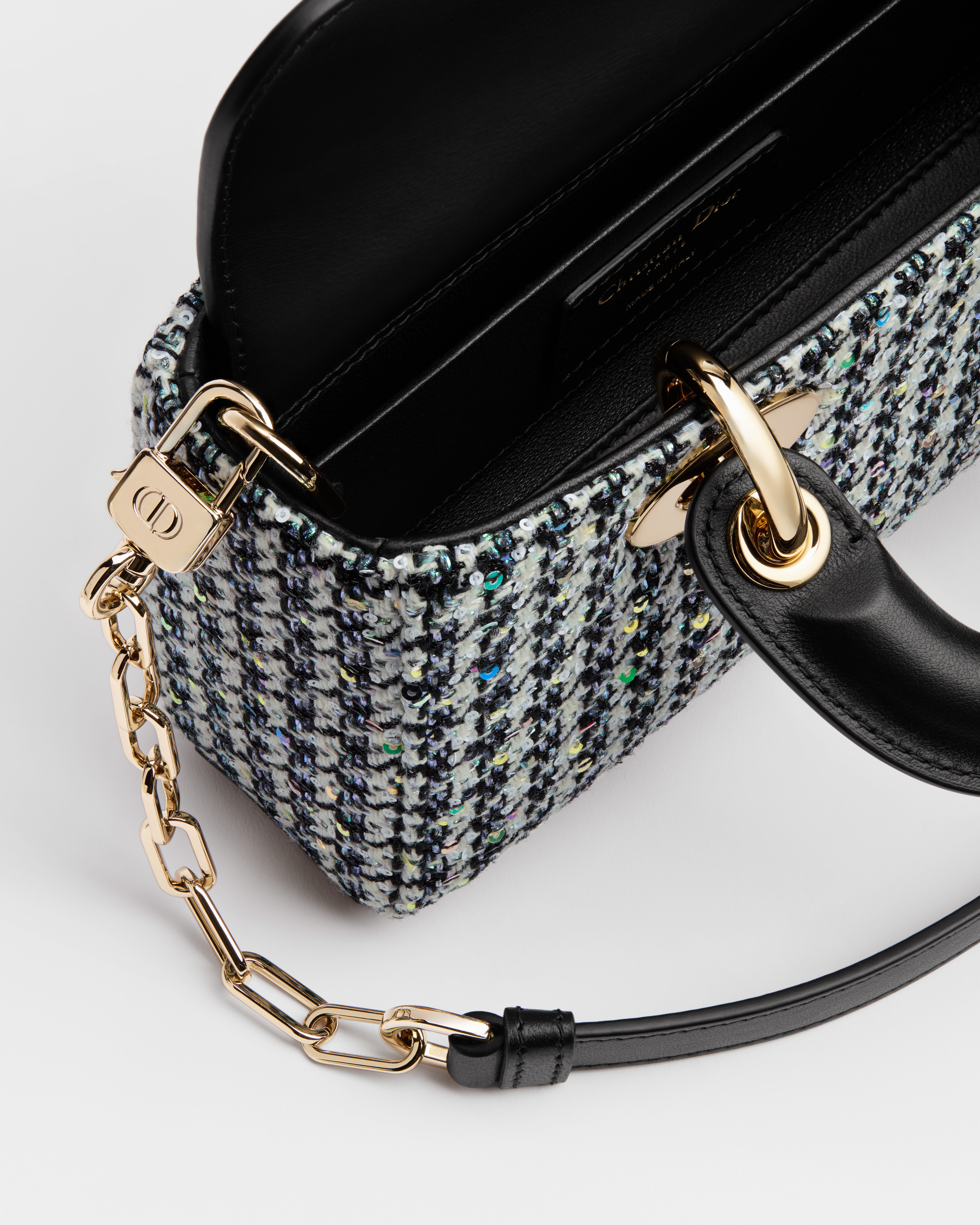 Lady D-Joy 迷你包 拼色 Houndstooth 千鳥格紋亮片刺繡 E06