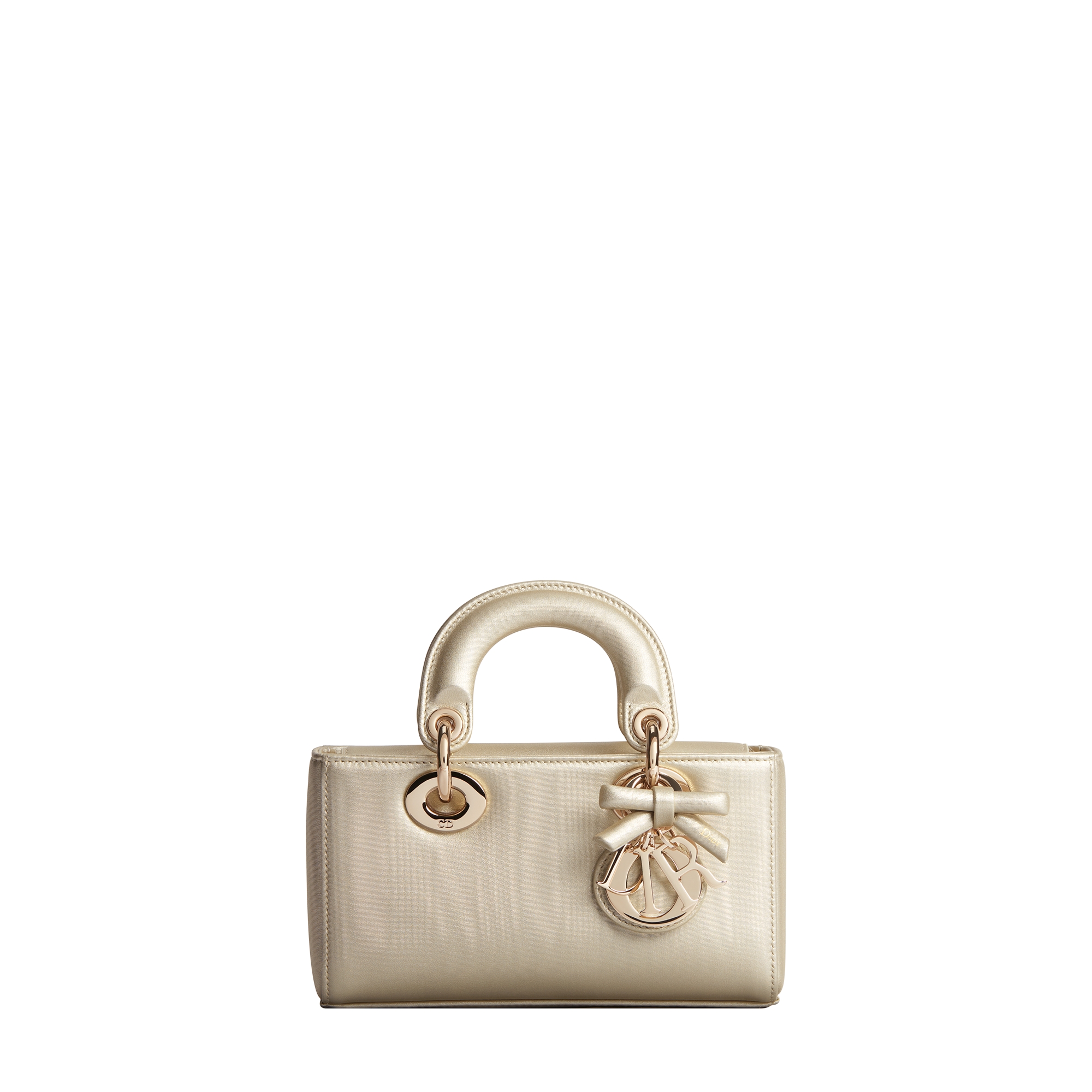 Dior Or Mini Lady D-Joy Bag Gold-Tone Moiré-Effect Laminated