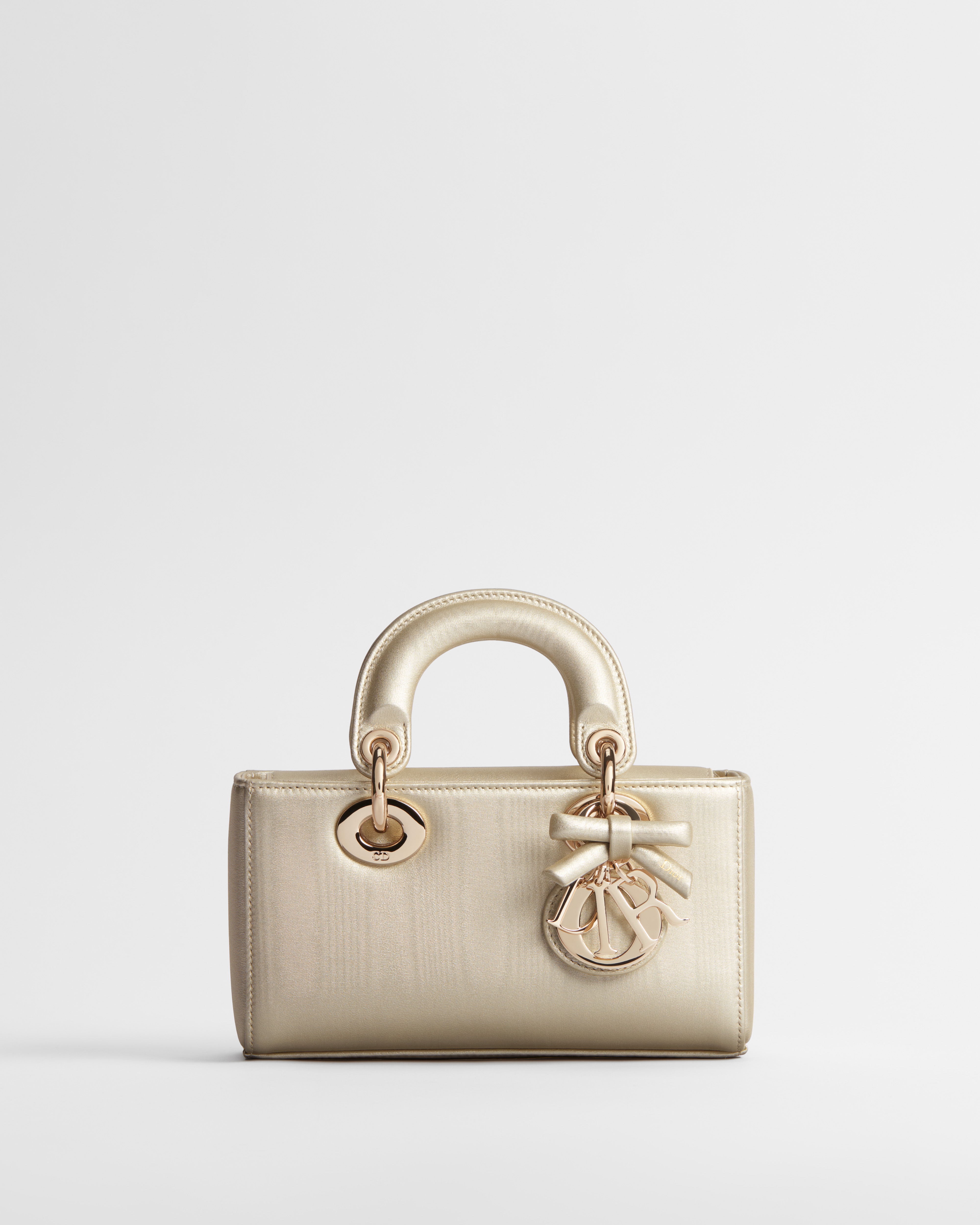 Dior Or Mini Lady D-Joy Bag Gold-Tone Moiré-Effect Laminated Lambskin E01