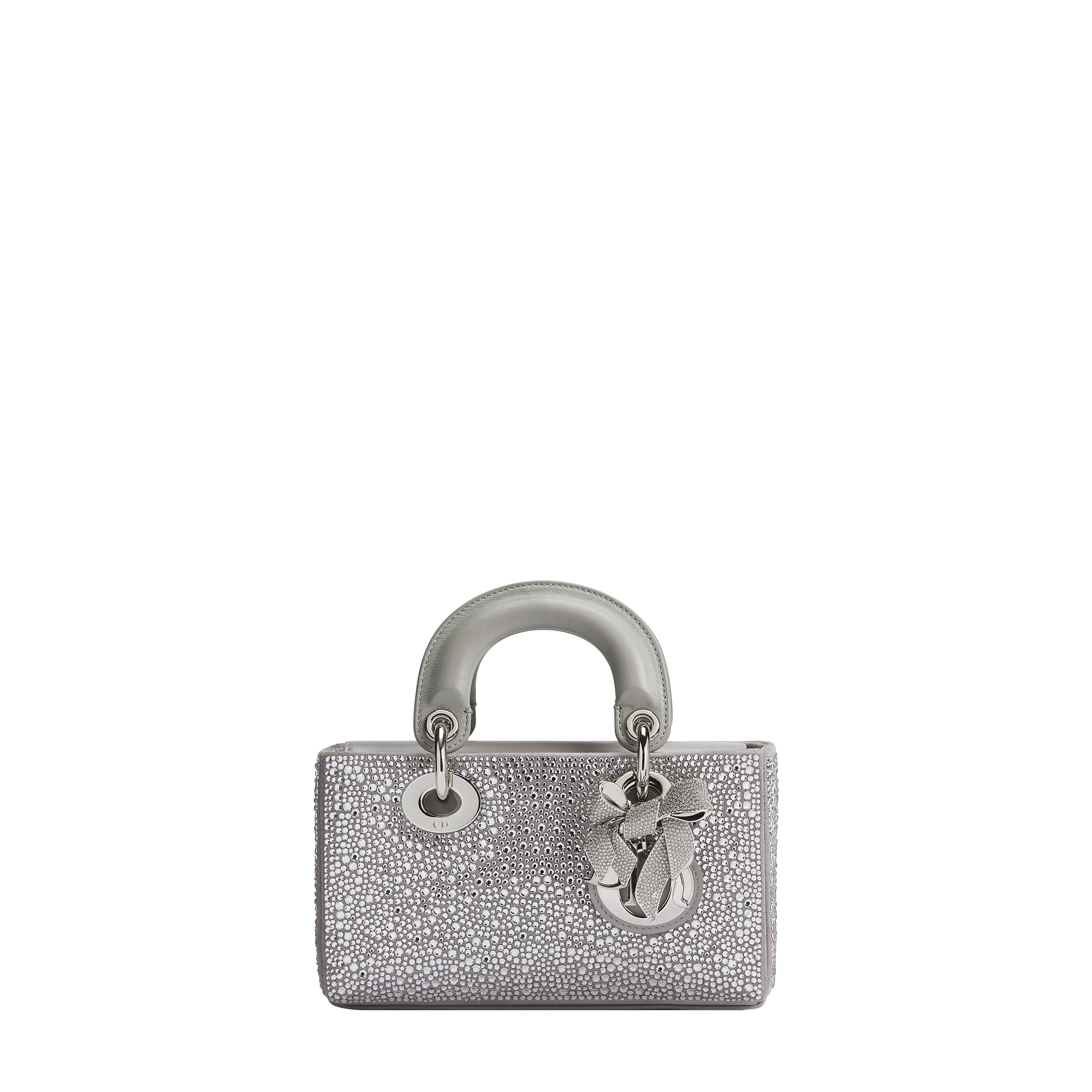 Mini Lady D-Joy Bag Silver-Tone Lambskin and Strass E01