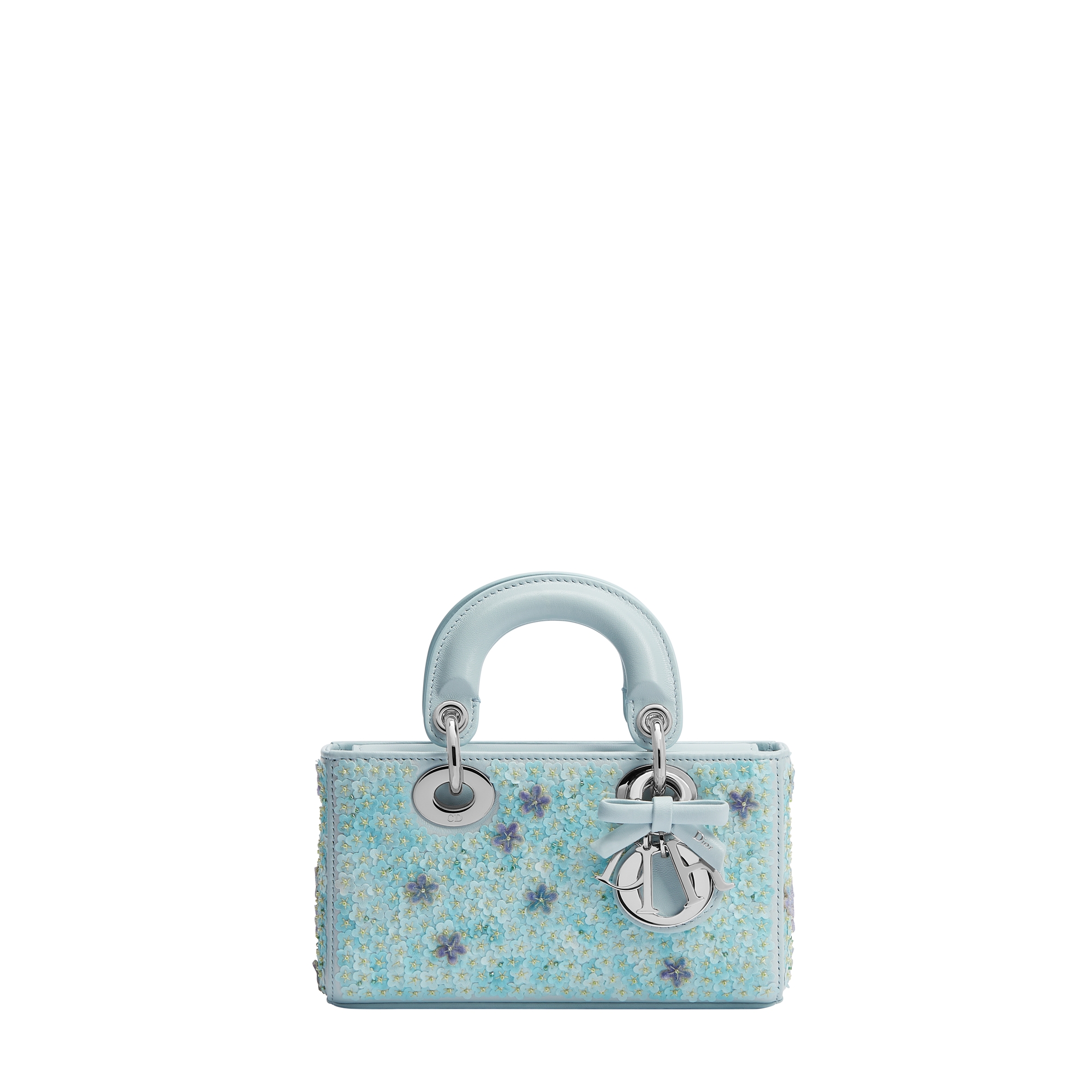 Mini Lady D-Joy Bag Lambskin Embroidered with Two-Tone Raised