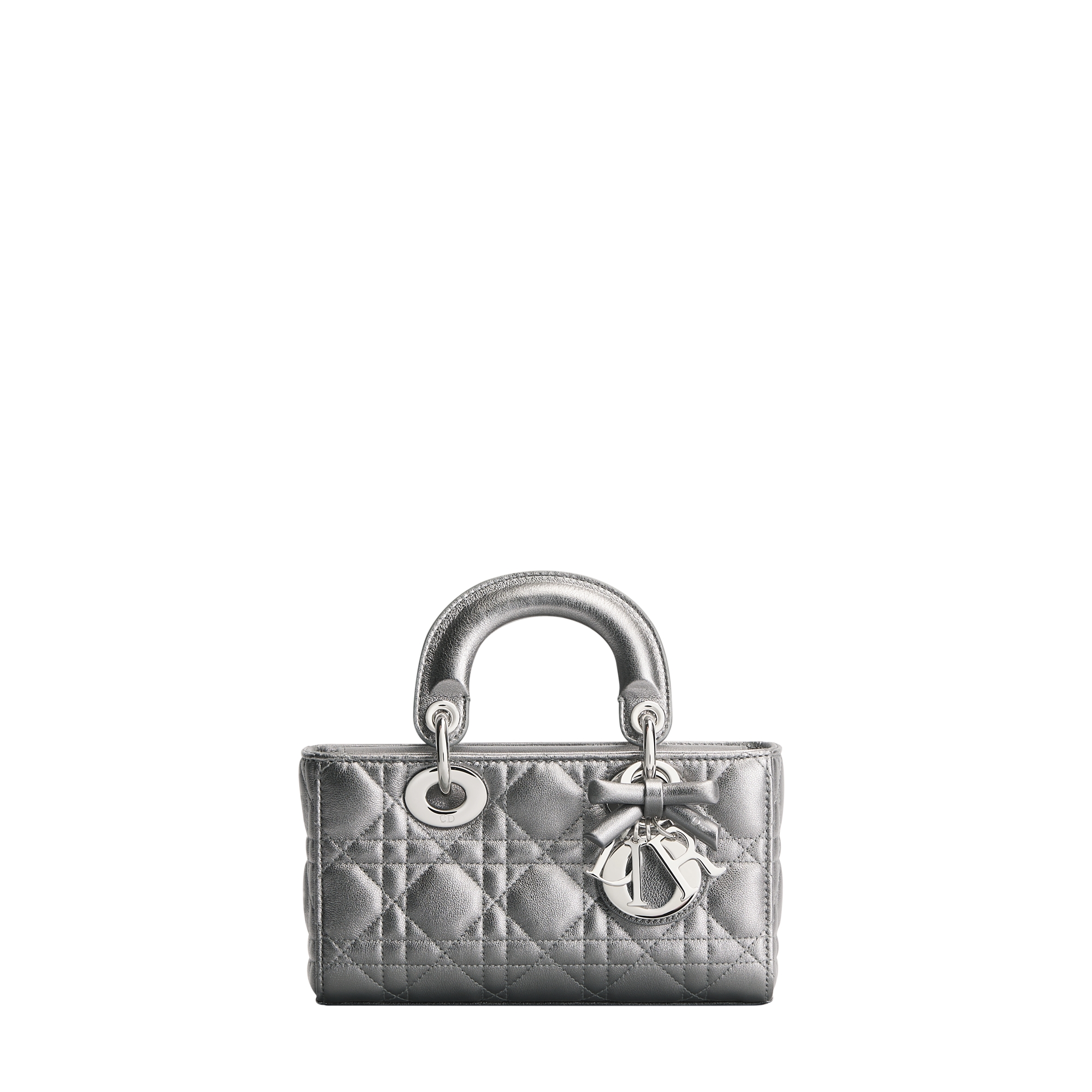 Mini Lady D-Joy Bag Silver-Tone Metallic Cannage Lambskin | DIOR