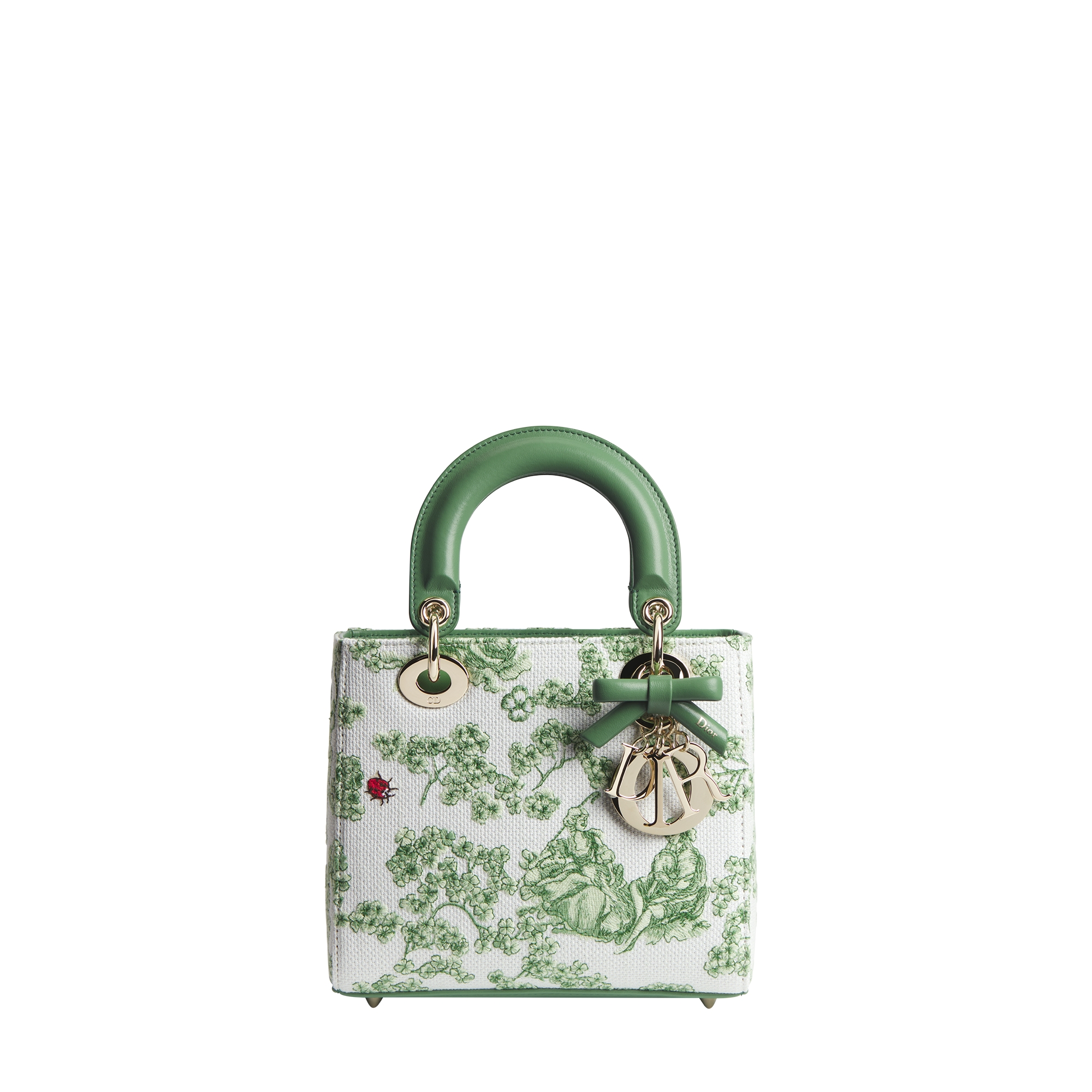 Small Lady Dior Bag Green Multicolor Toile de Jouy Clover