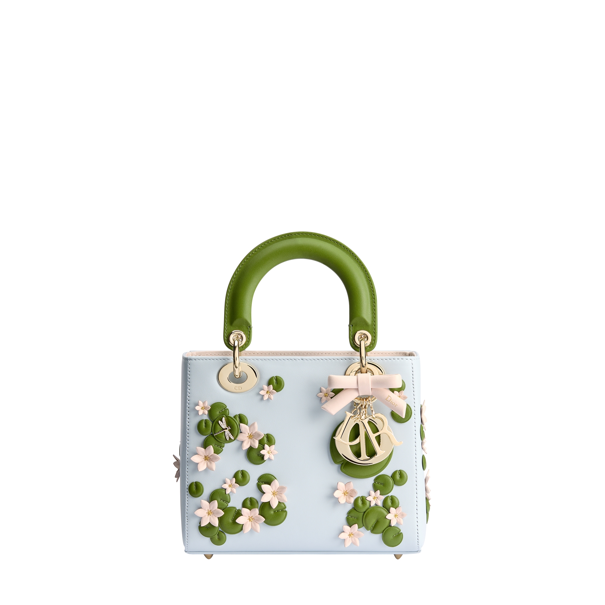 Small Lady Dior Bag with Strap Multicolor Dior Water Lily Embroidered Lambskin E01