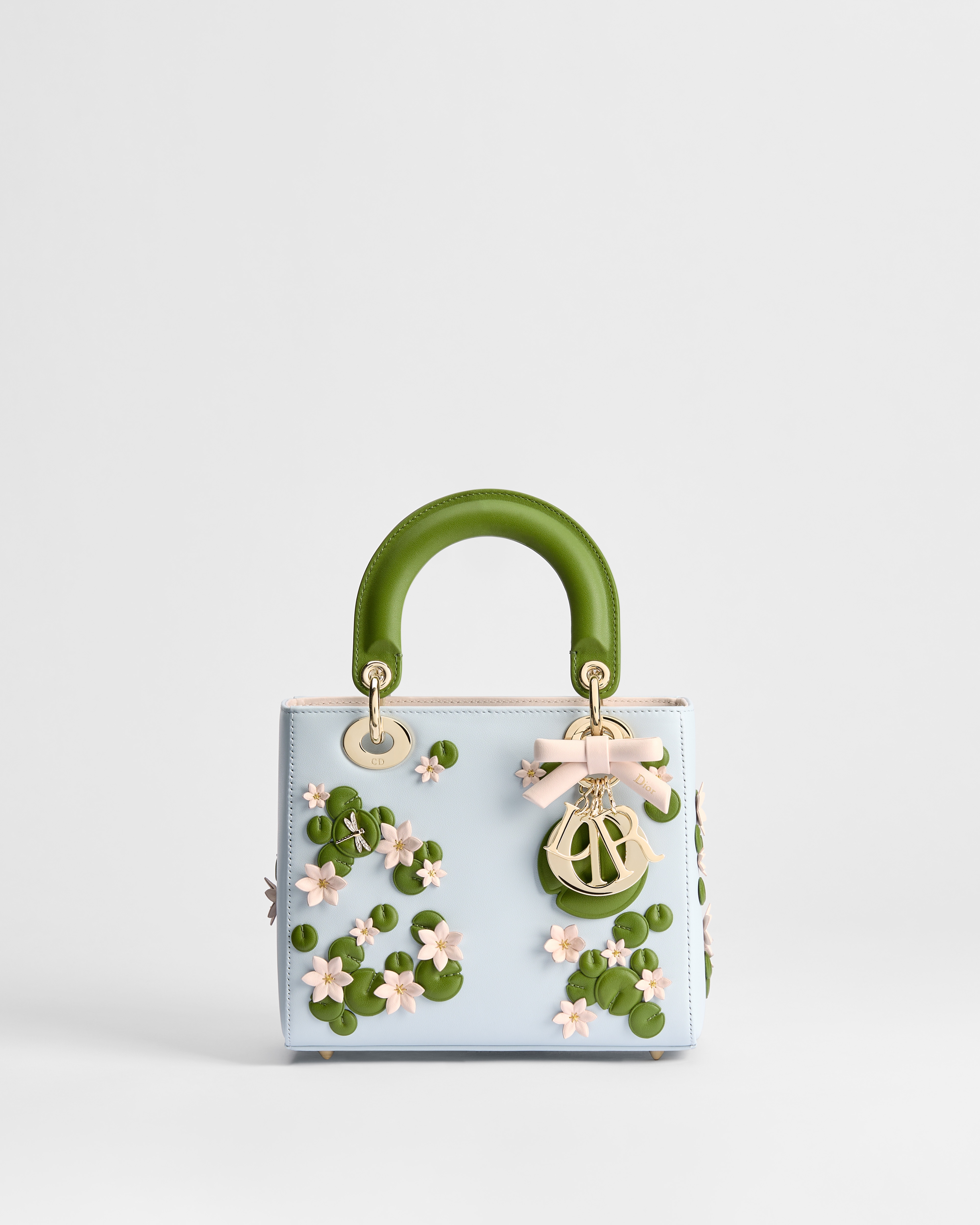 Small Lady Dior Bag with Strap Multicolor Dior Water Lily Embroidered Lambskin E01