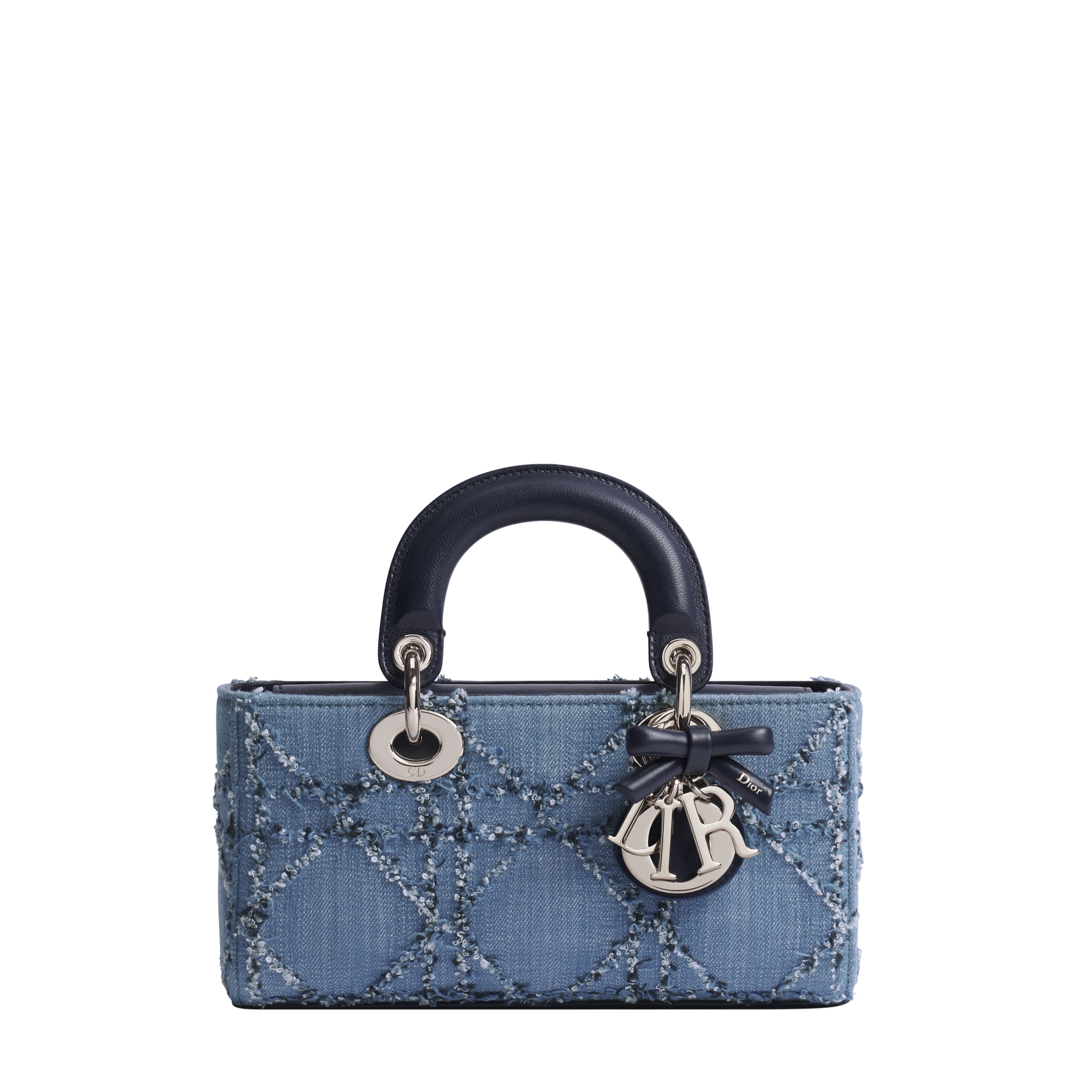  Blauw en wit katoenbouclé met Cannage-motief