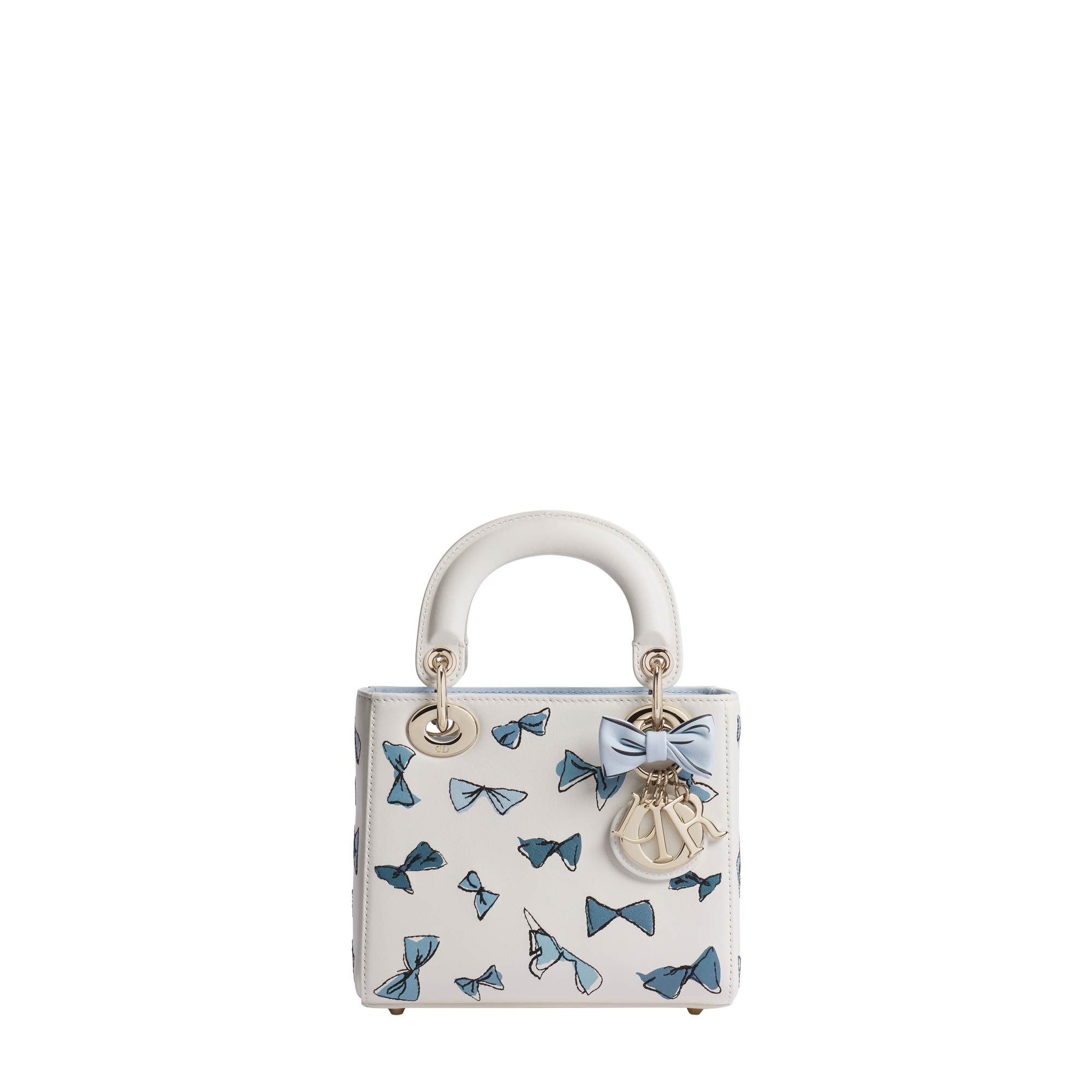  Latte Calfskin with Blue Dior Bows Print and Embroidery