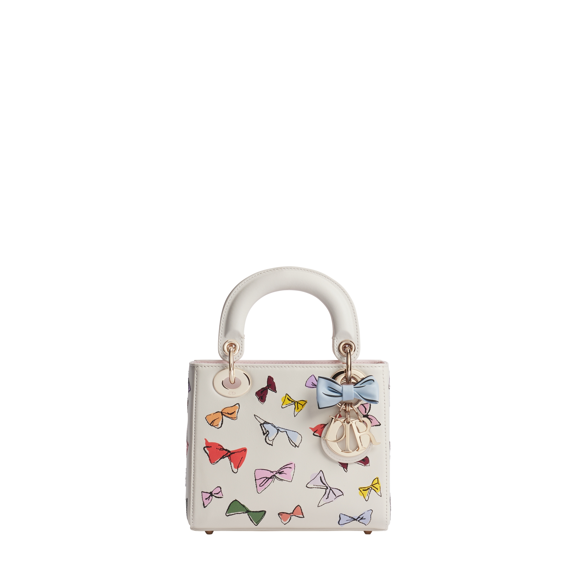  Latte Calfskin with Multicolor Dior Bows Print and Embroidery