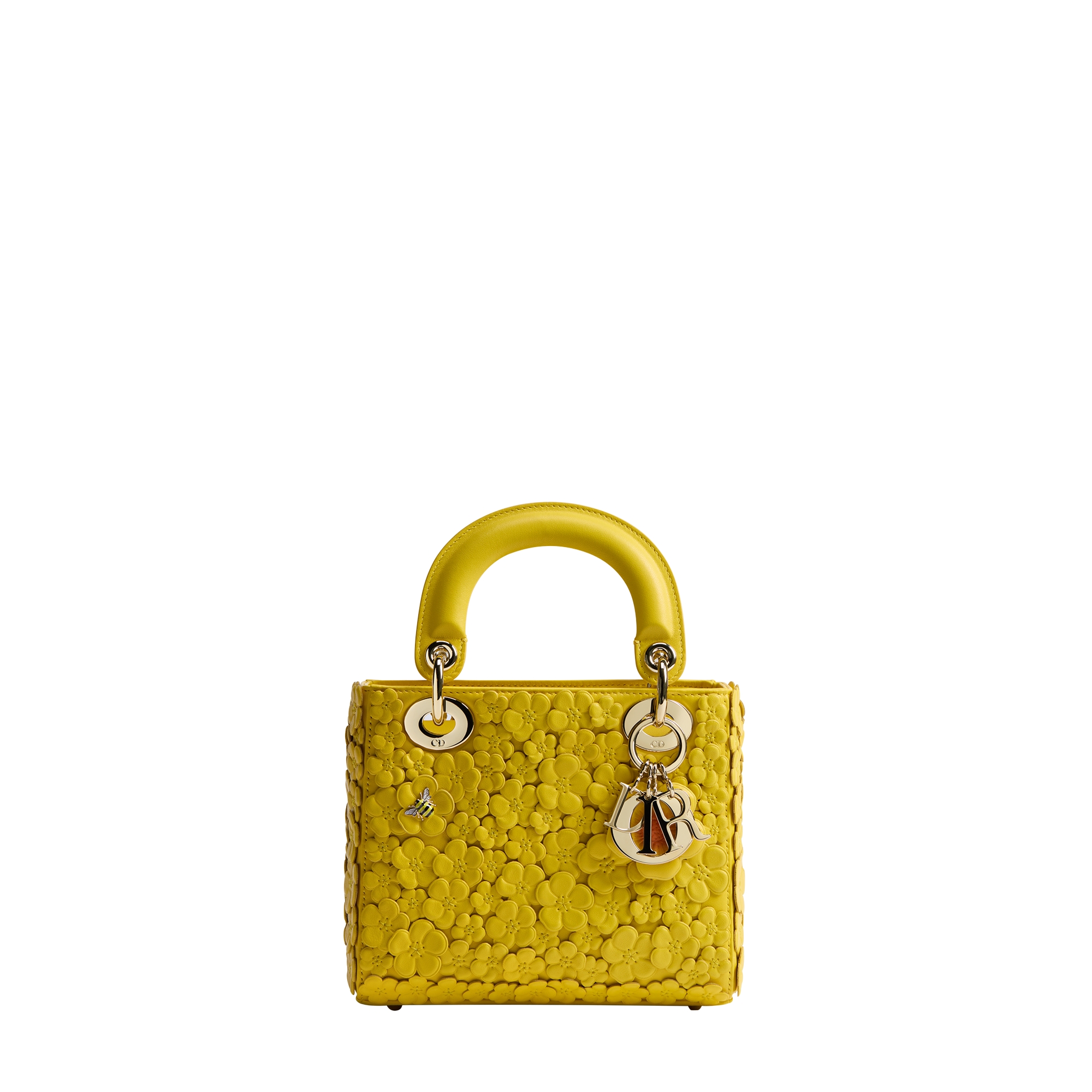 Mini Lady Dior Bag with Strap Buttercup Lambskin Embroidered with Three-Dimensional Dior Buttercup Allover Motif E01