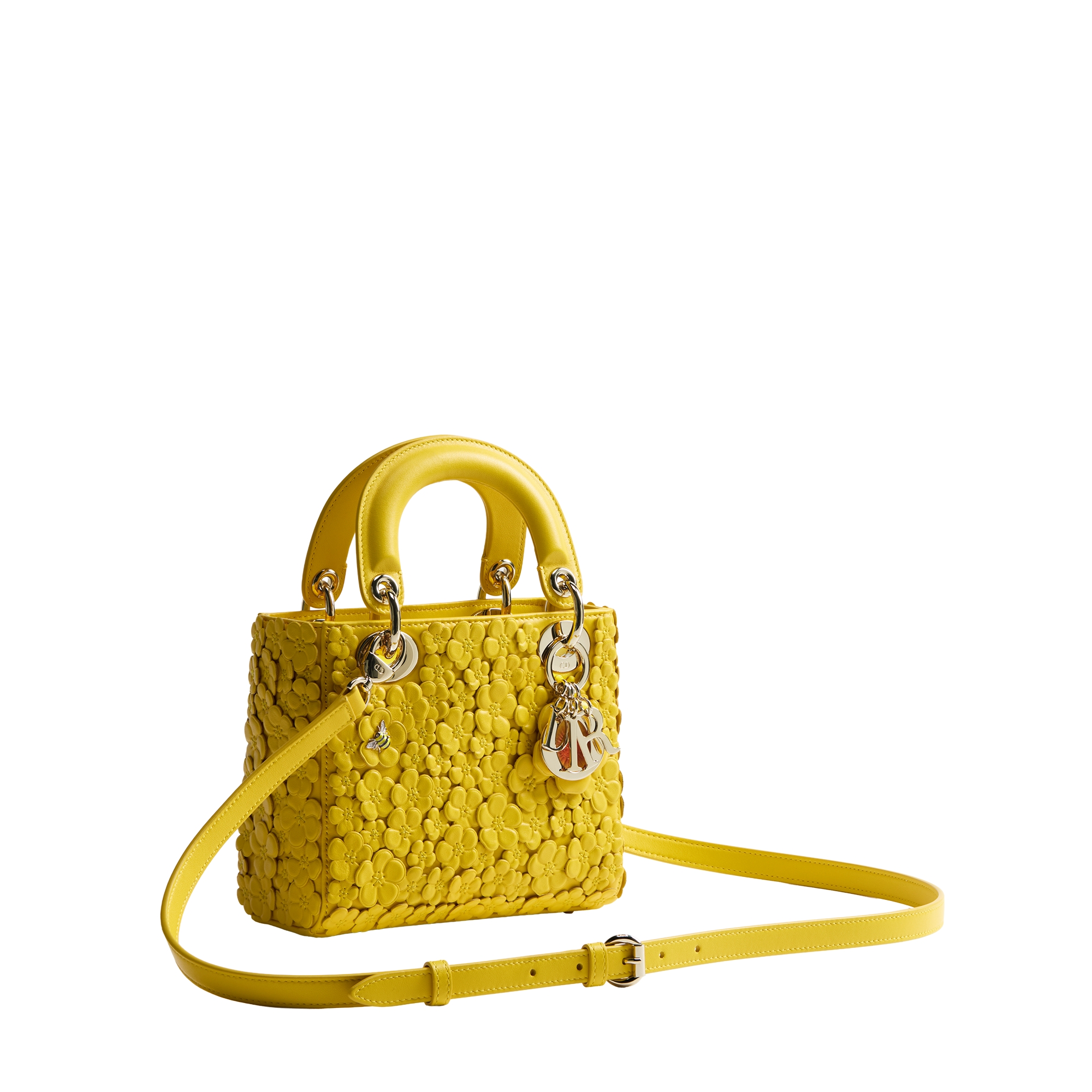Mini Lady Dior Bag with Strap Buttercup Lambskin Embroidered with Three-Dimensional Dior Buttercup Allover Motif E03