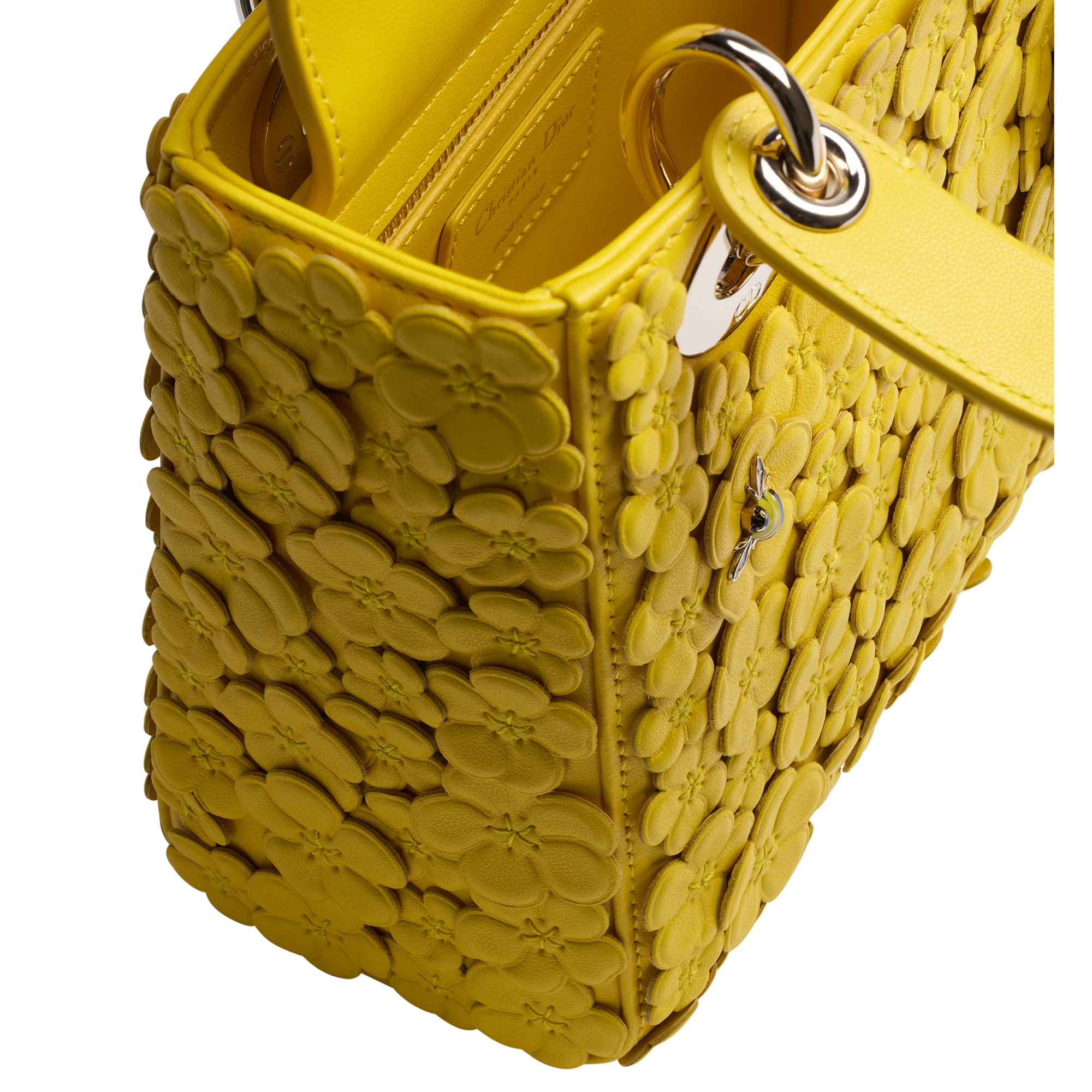 Mini Lady Dior Bag with Strap Buttercup Lambskin Embroidered with Three-Dimensional Dior Buttercup Allover Motif E06