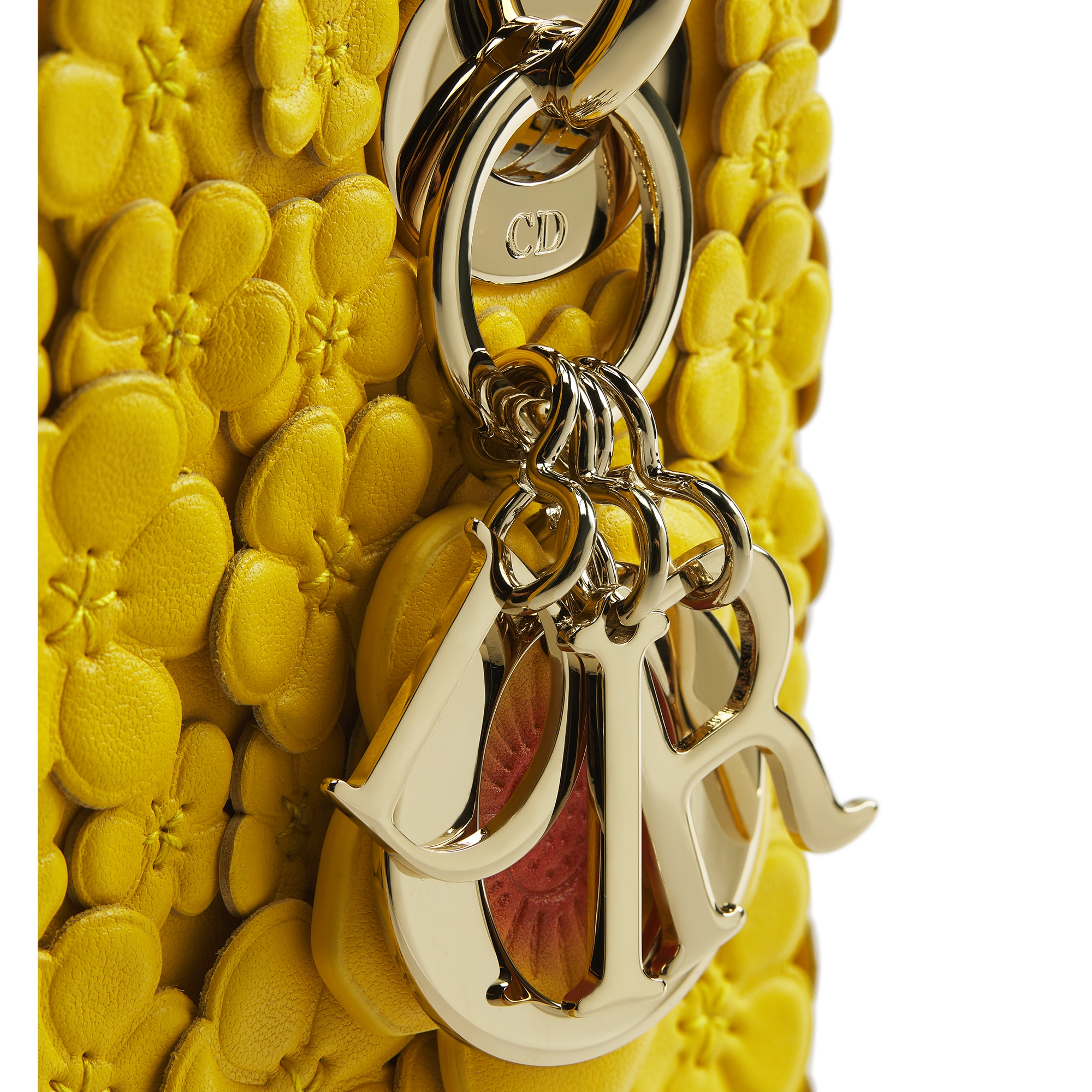 Mini Lady Dior Bag with Strap Buttercup Lambskin Embroidered with Three-Dimensional Dior Buttercup Allover Motif E09