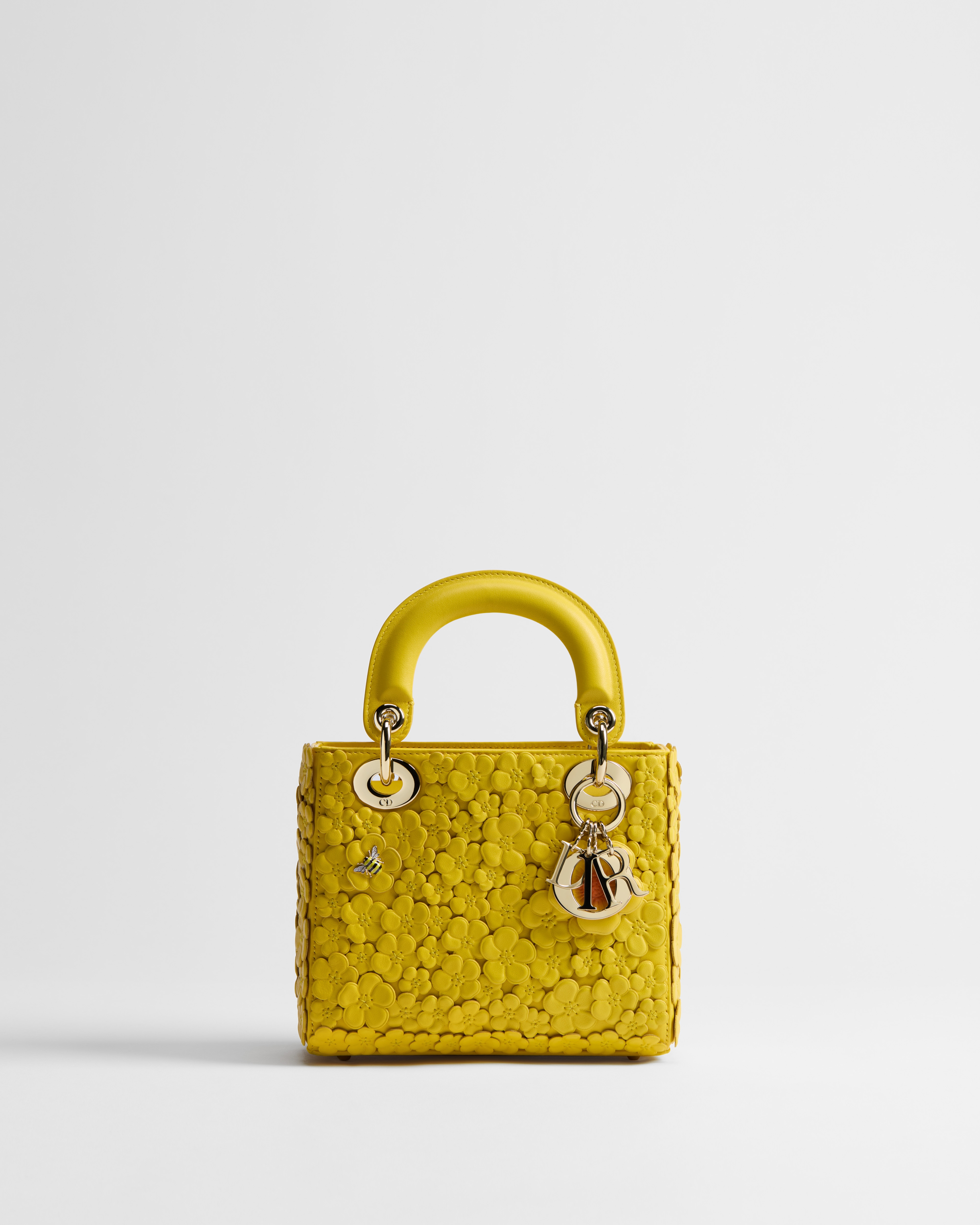 Mini Lady Dior Bag with Strap Buttercup Lambskin Embroidered with Three-Dimensional Dior Buttercup Allover Motif E01