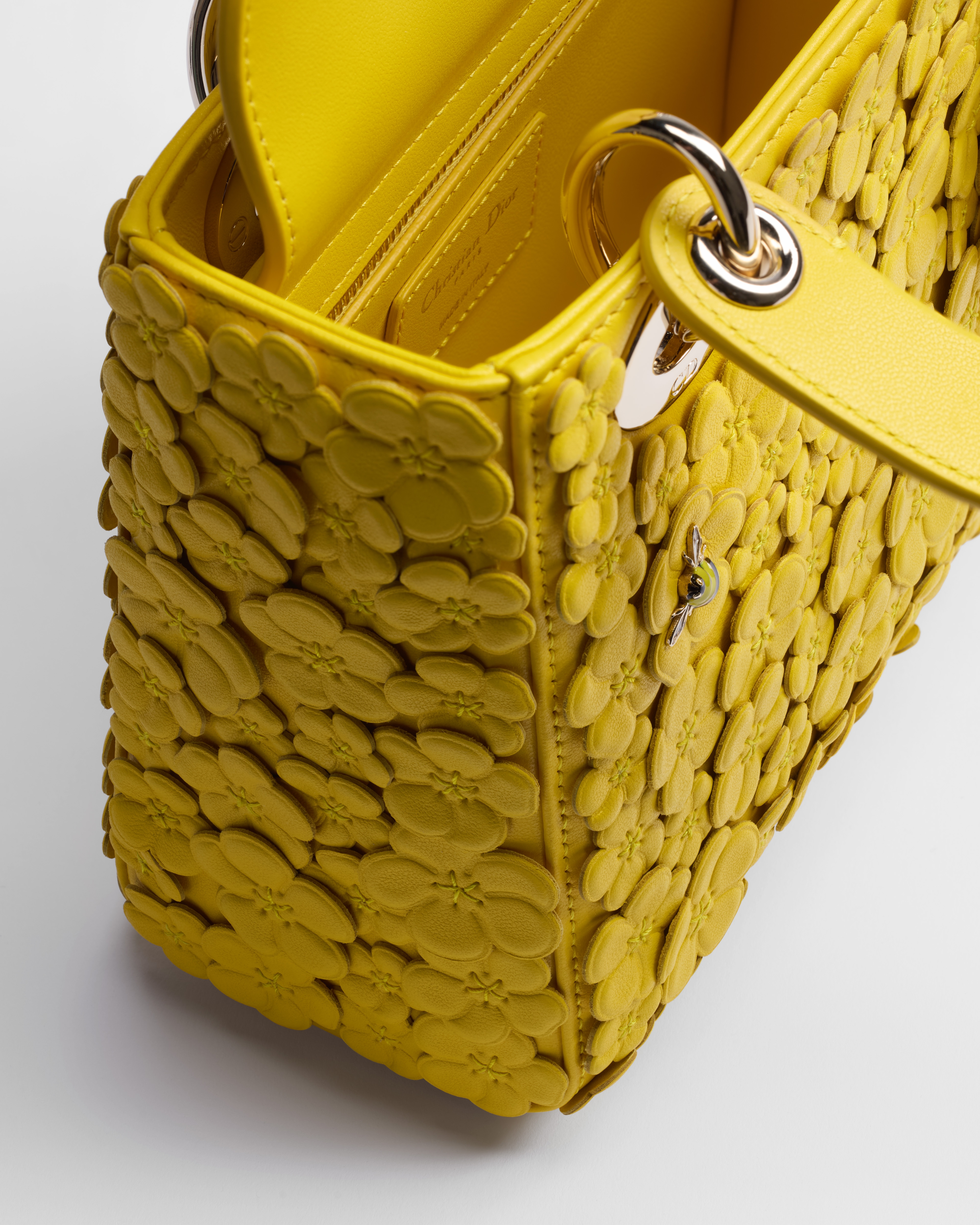 Mini Lady Dior Bag with Strap Buttercup Lambskin Embroidered with Three-Dimensional Dior Buttercup Allover Motif E06