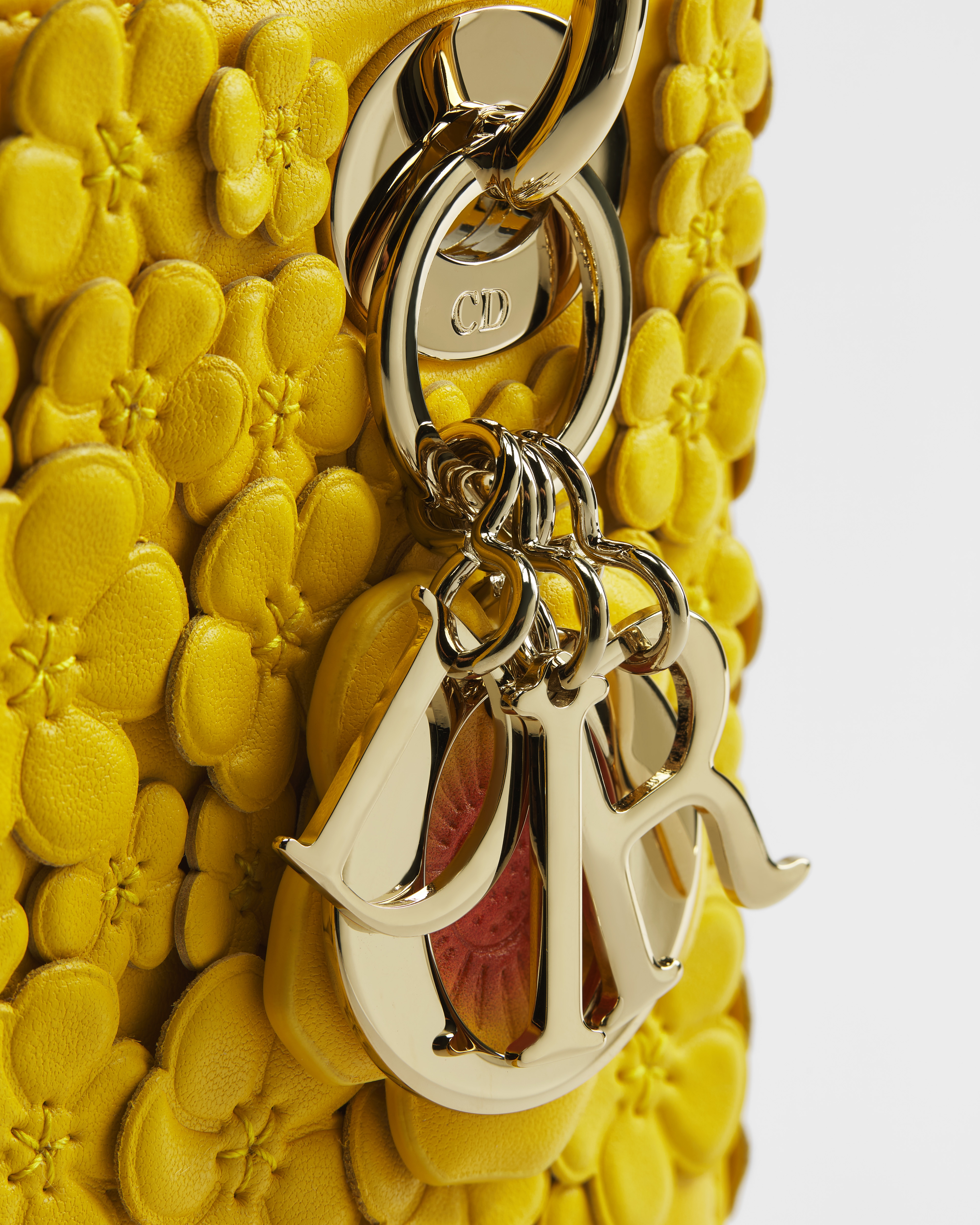 Mini Lady Dior Bag with Strap Buttercup Lambskin Embroidered with Three-Dimensional Dior Buttercup Allover Motif E09