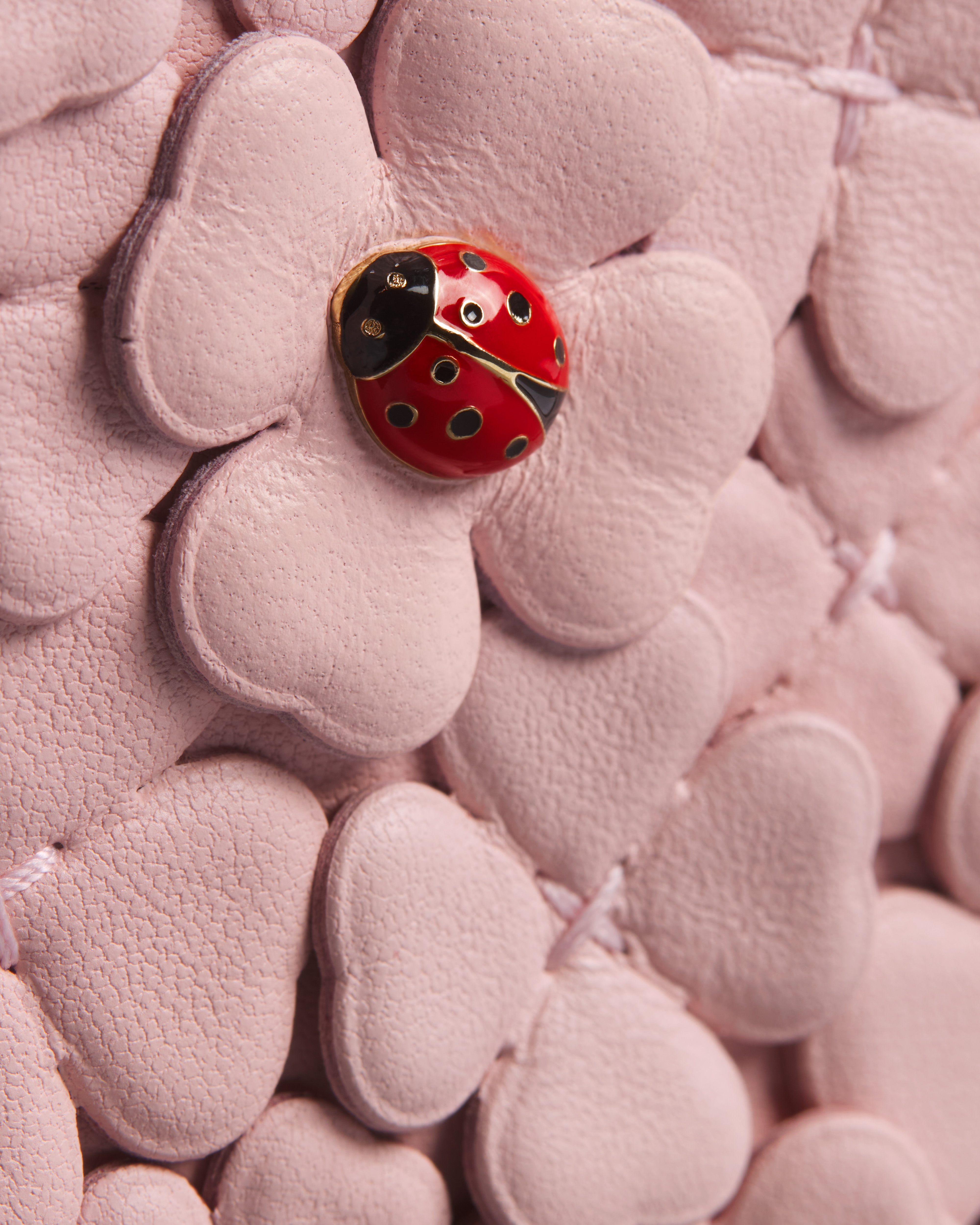 Mini Lady Dior Bag with Strap Rose Soupir Dior Clover Allover Embroidered Lambskin E10