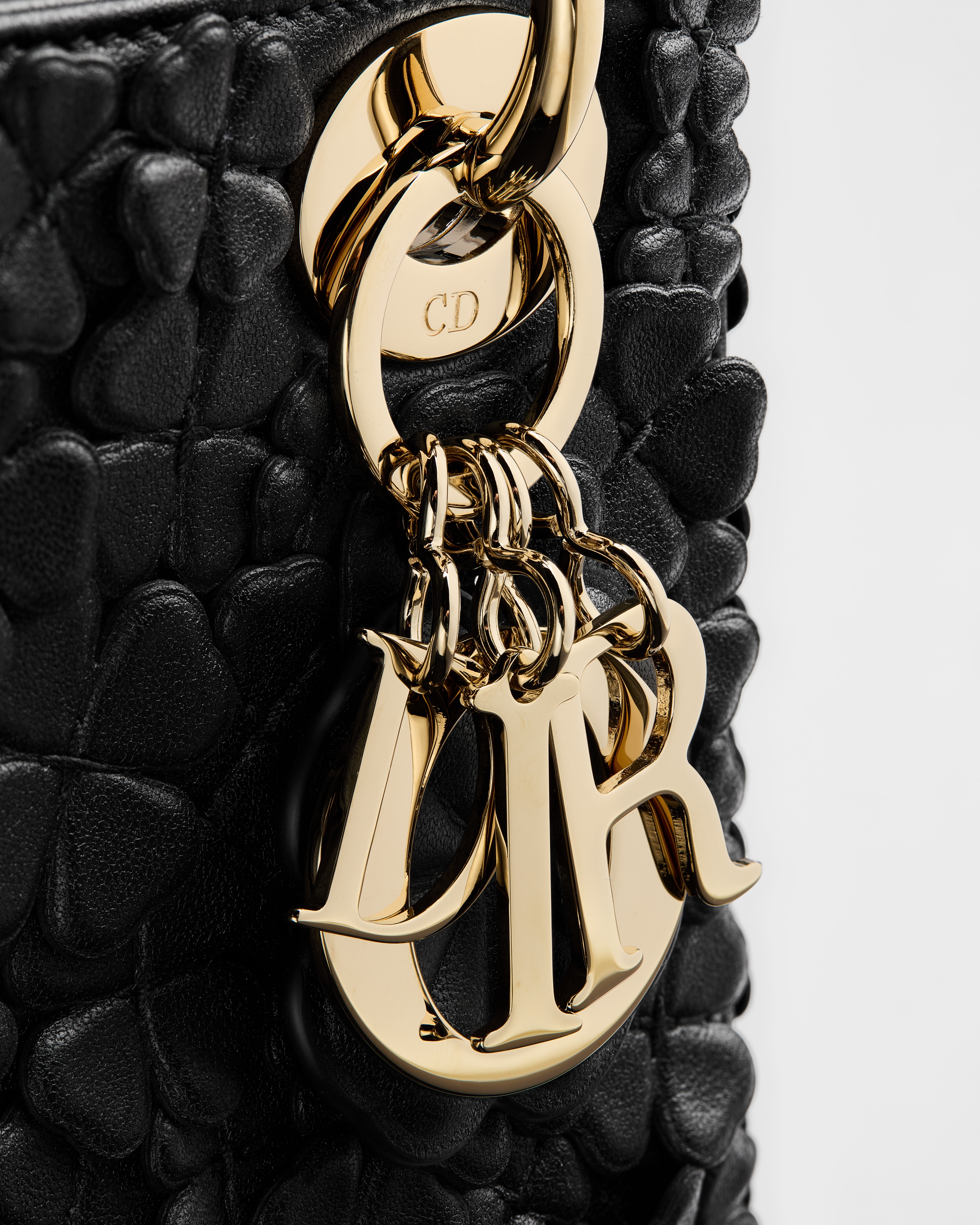 Mini Lady Dior Bag with Strap Black Dior Clover Allover Embroidered Lambskin E09