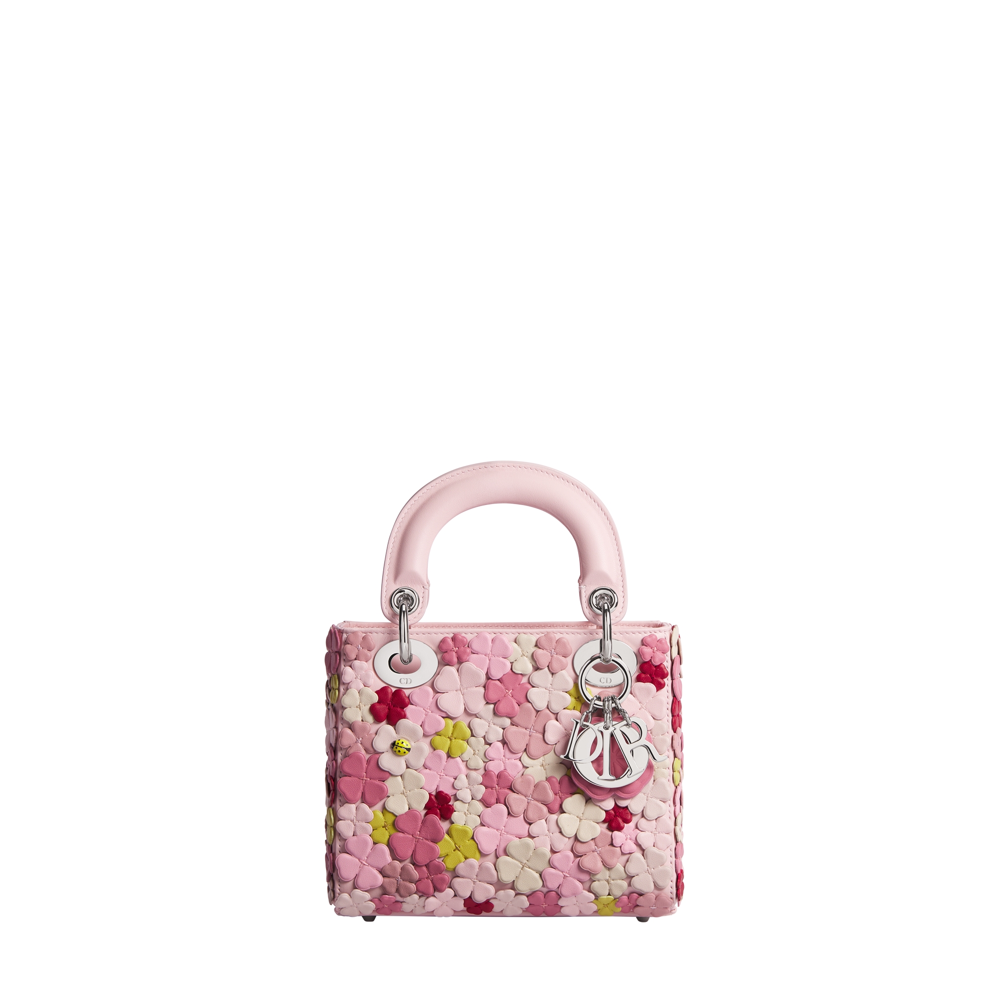Mini Lady Dior Bag with Strap Pink Fairytale Dior Clover Allover