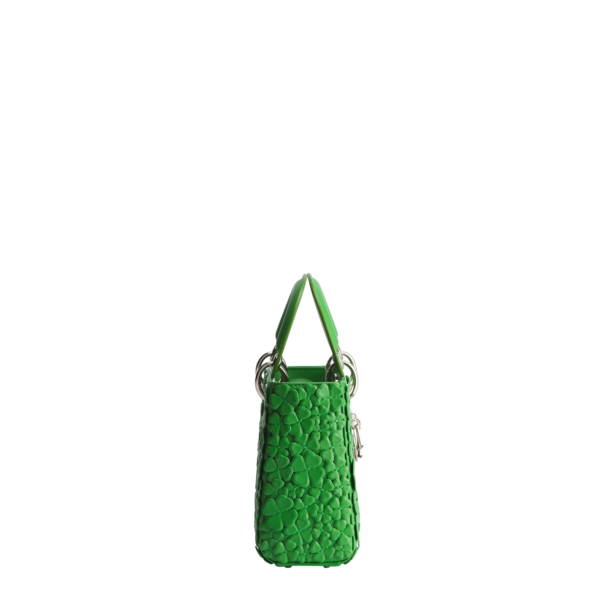Mini Lady Dior Bag with Strap Clover Lucky Green Lambskin Embroidered with Three-Dimensional Dior Clover Allover Motif E02