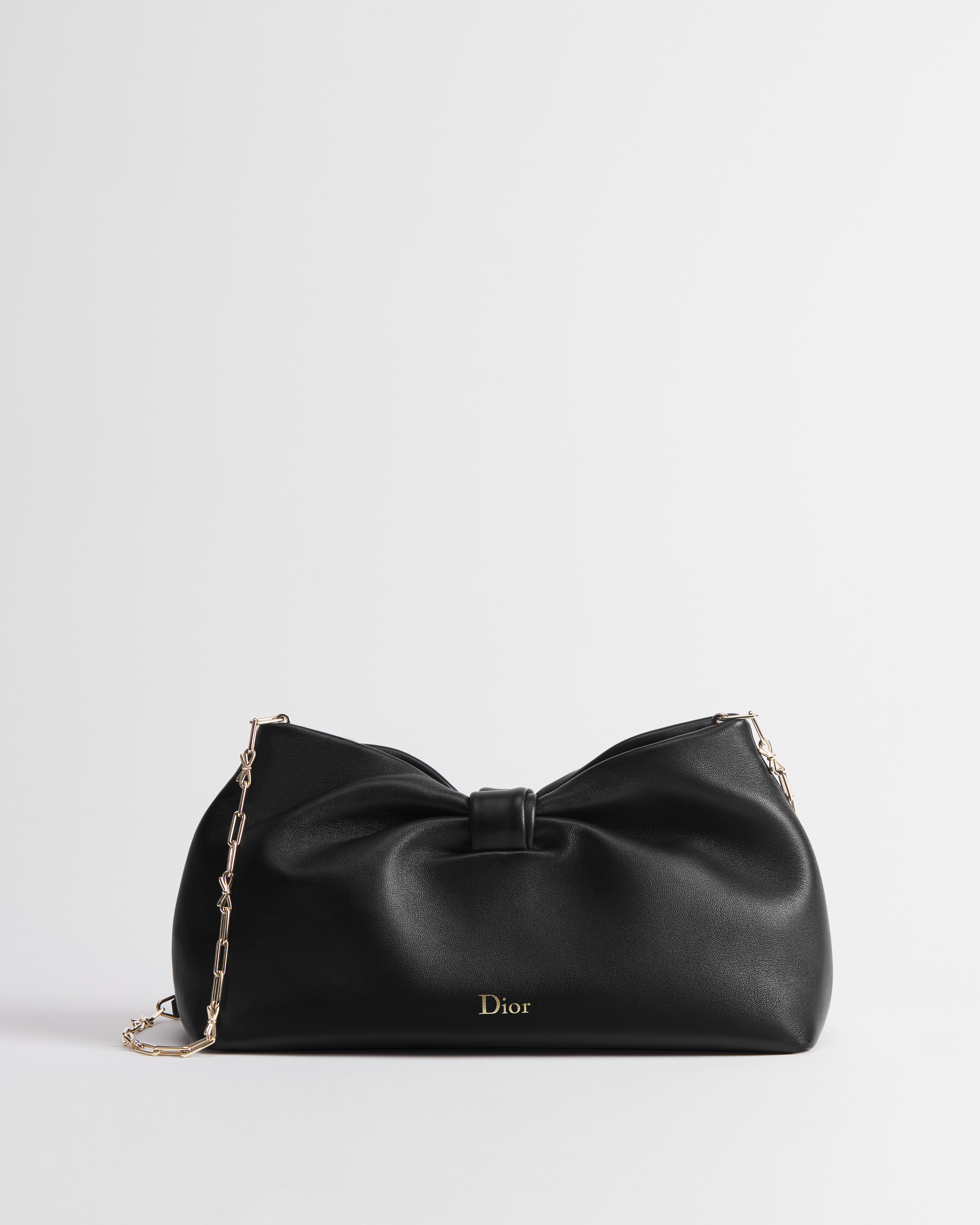 Mittelgroße Dior Bow Tasche Lammleder in Schwarz E01