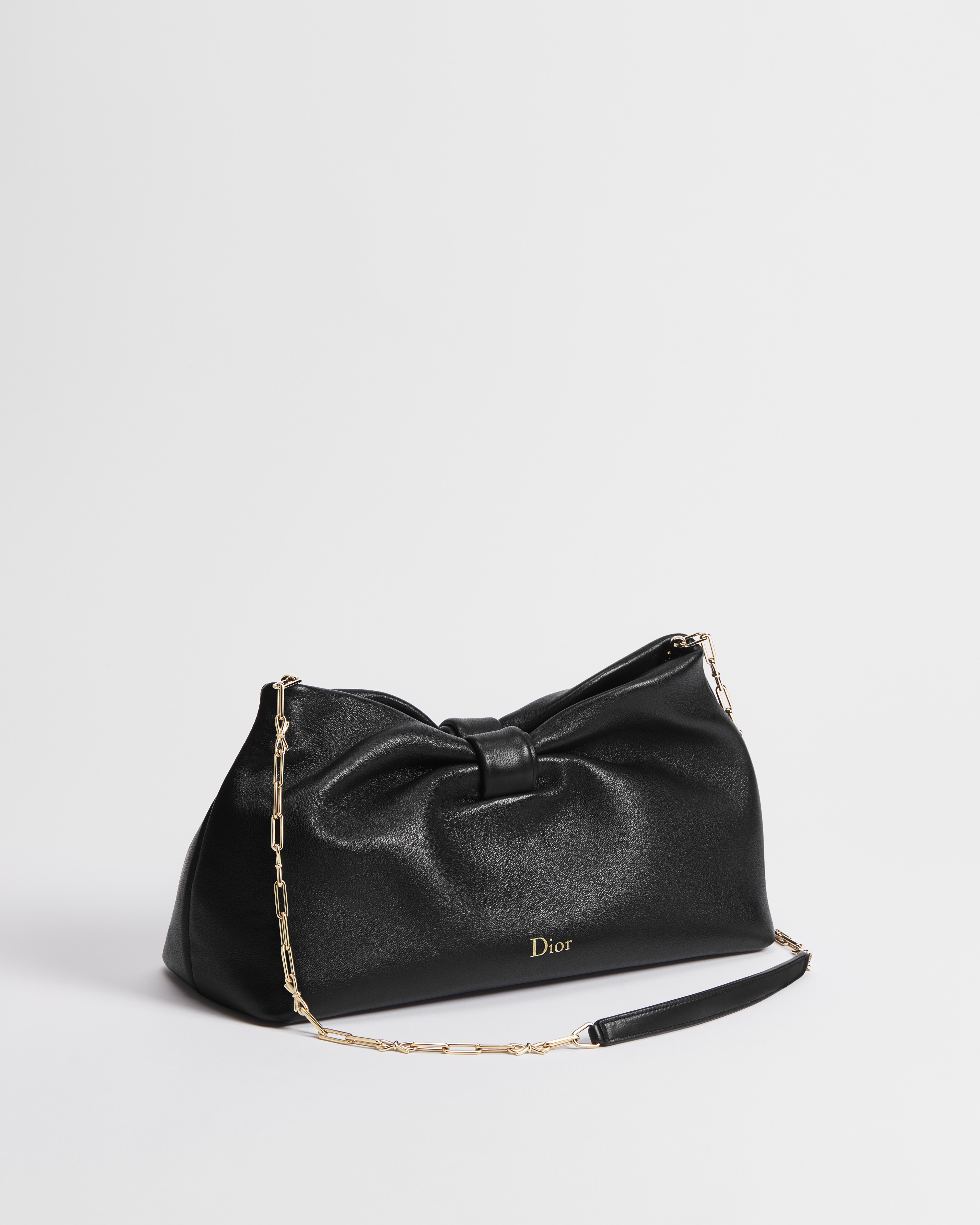 Mittelgroße Dior Bow Tasche Lammleder in Schwarz E03