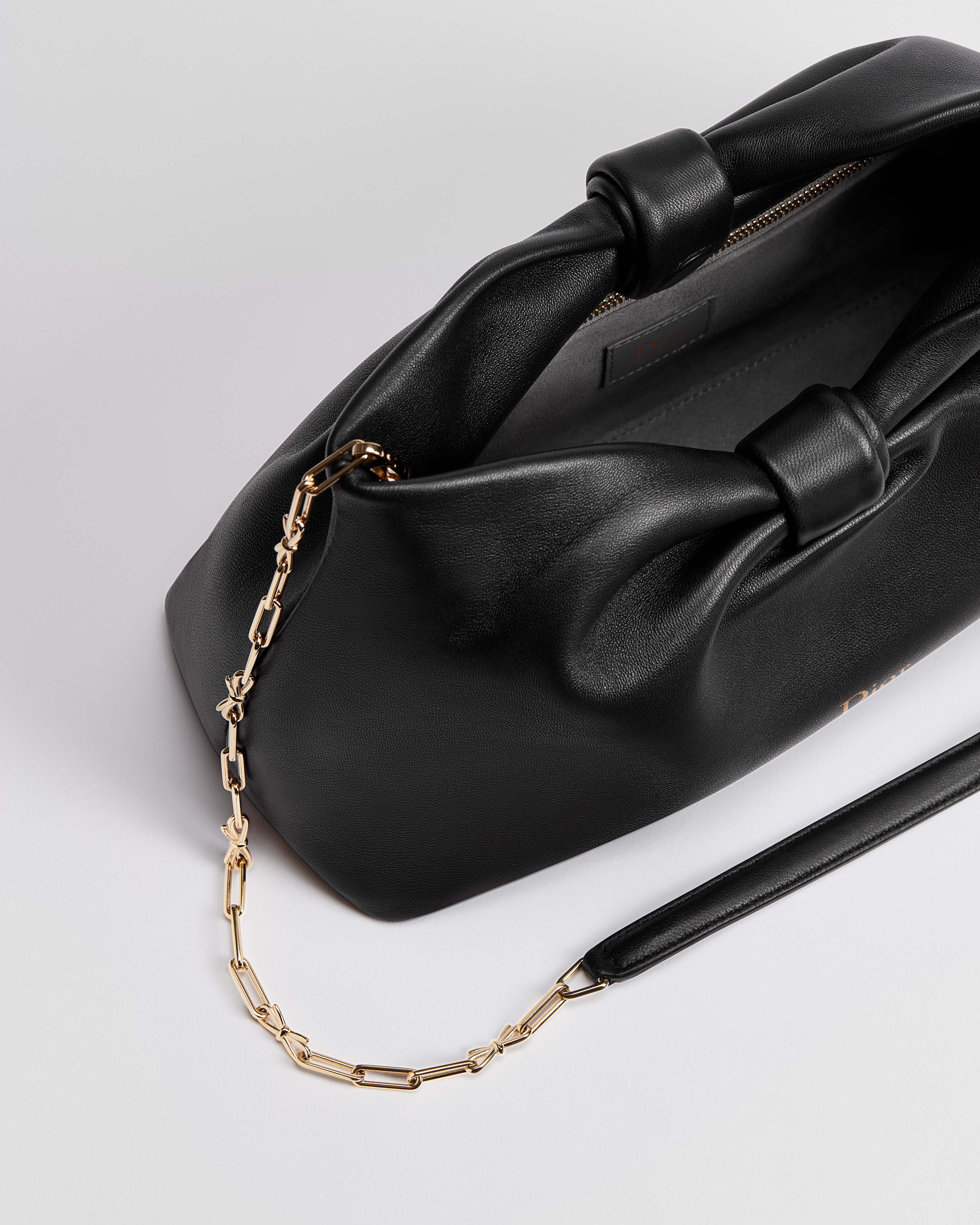 Mittelgroße Dior Bow Tasche Lammleder in Schwarz E06