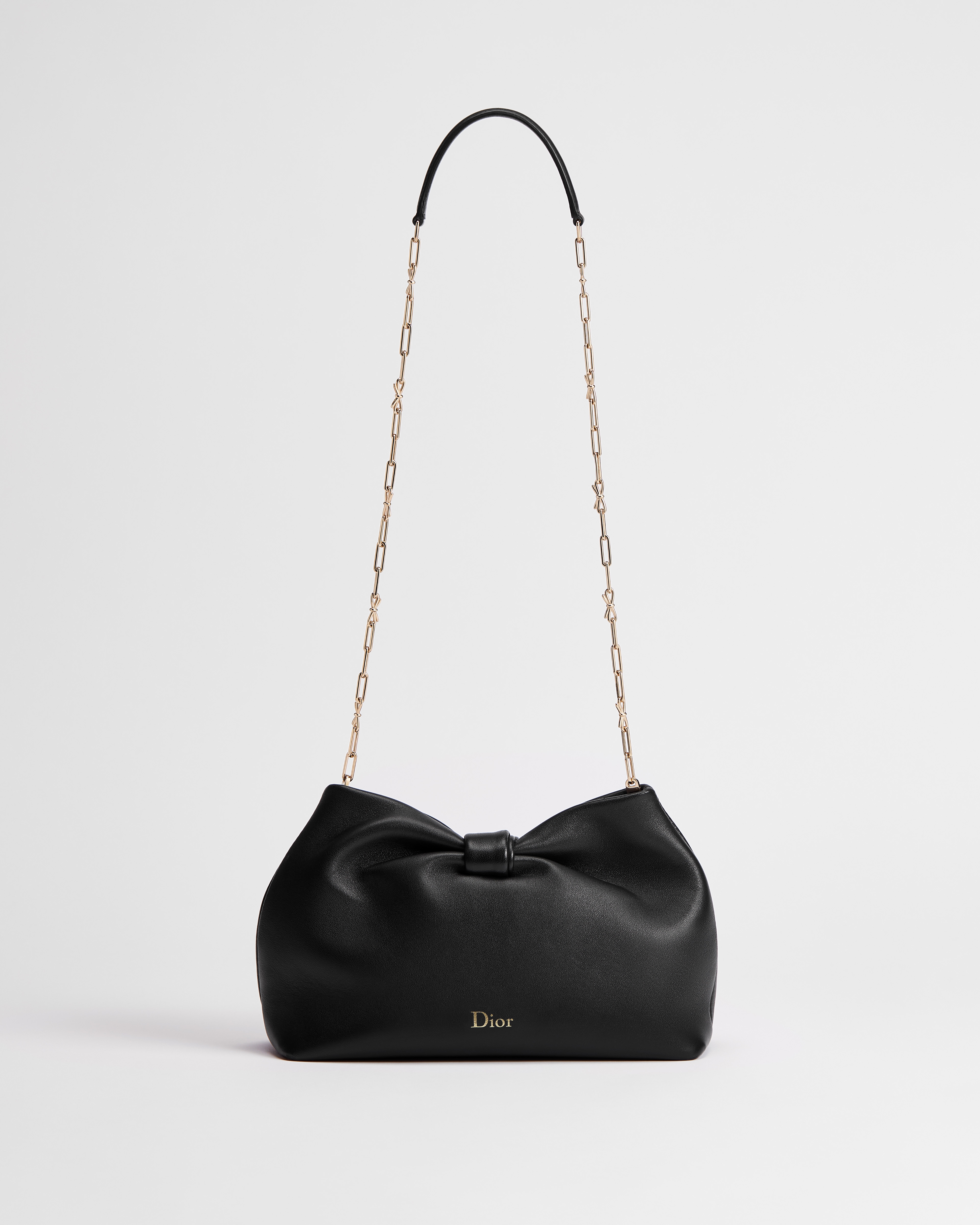 Mittelgroße Dior Bow Tasche Lammleder in Schwarz E07