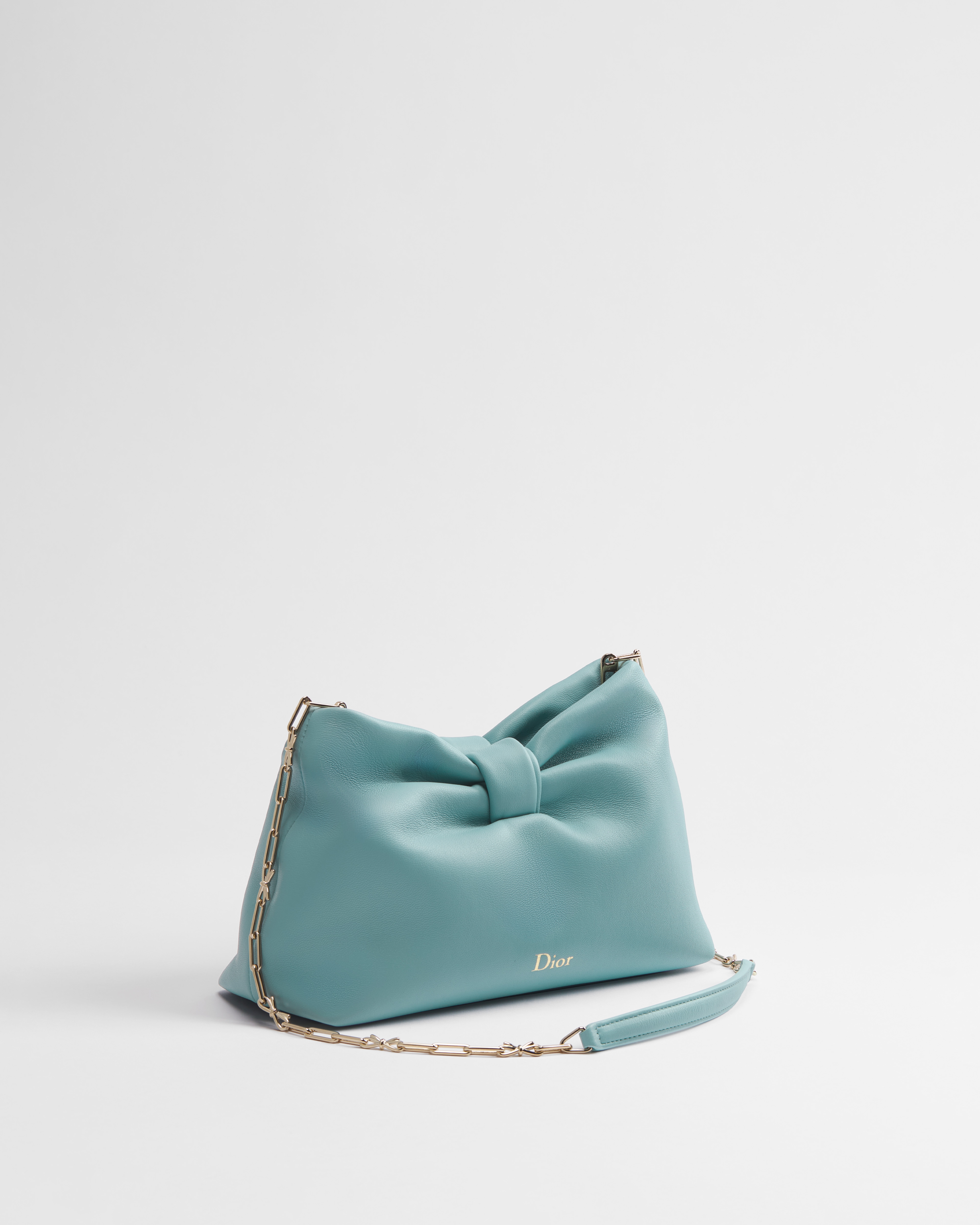 Kleine Dior Bow Tasche Lammleder in Bleu Tourmaline E03
