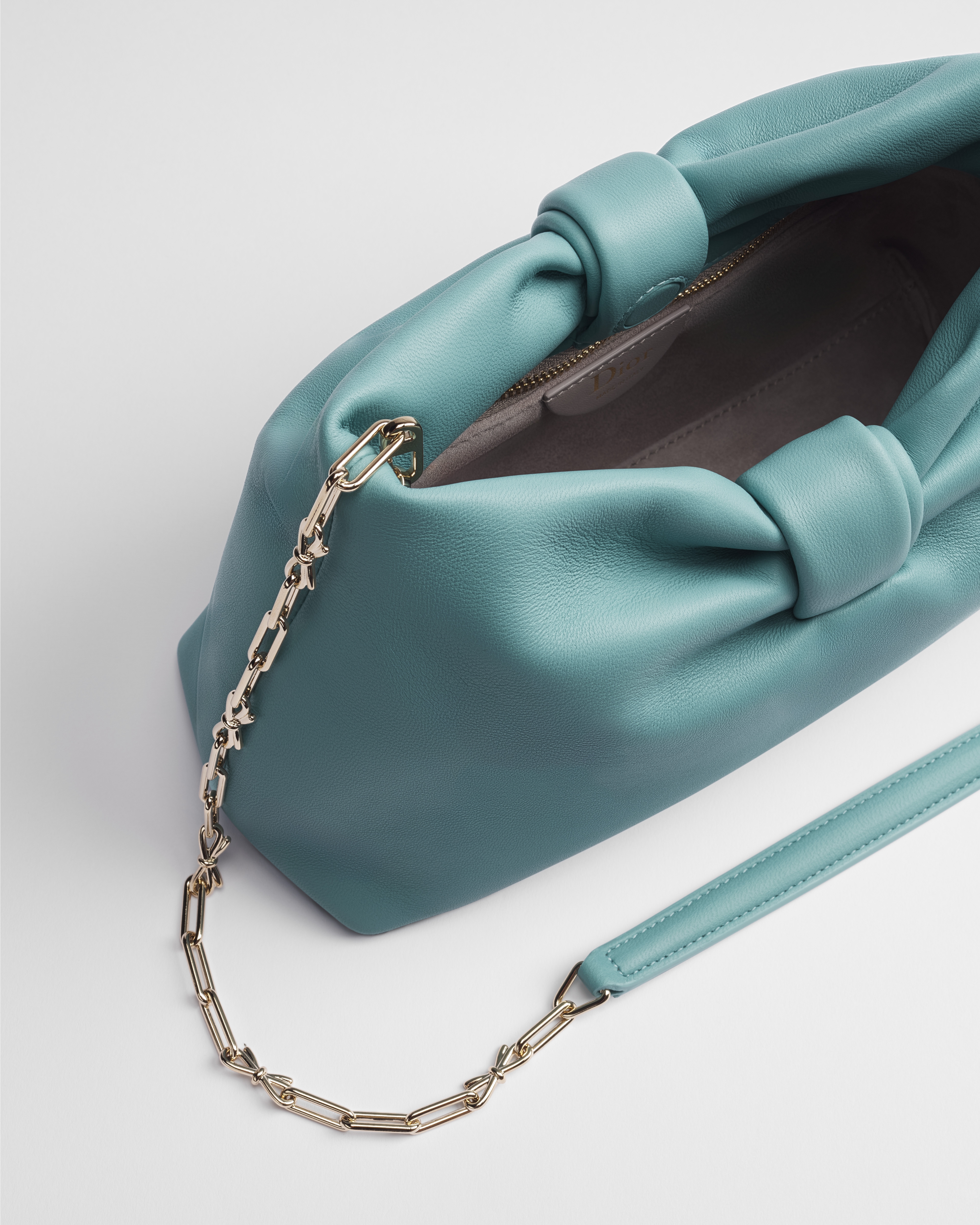 Kleine Dior Bow Tasche Lammleder in Bleu Tourmaline E06