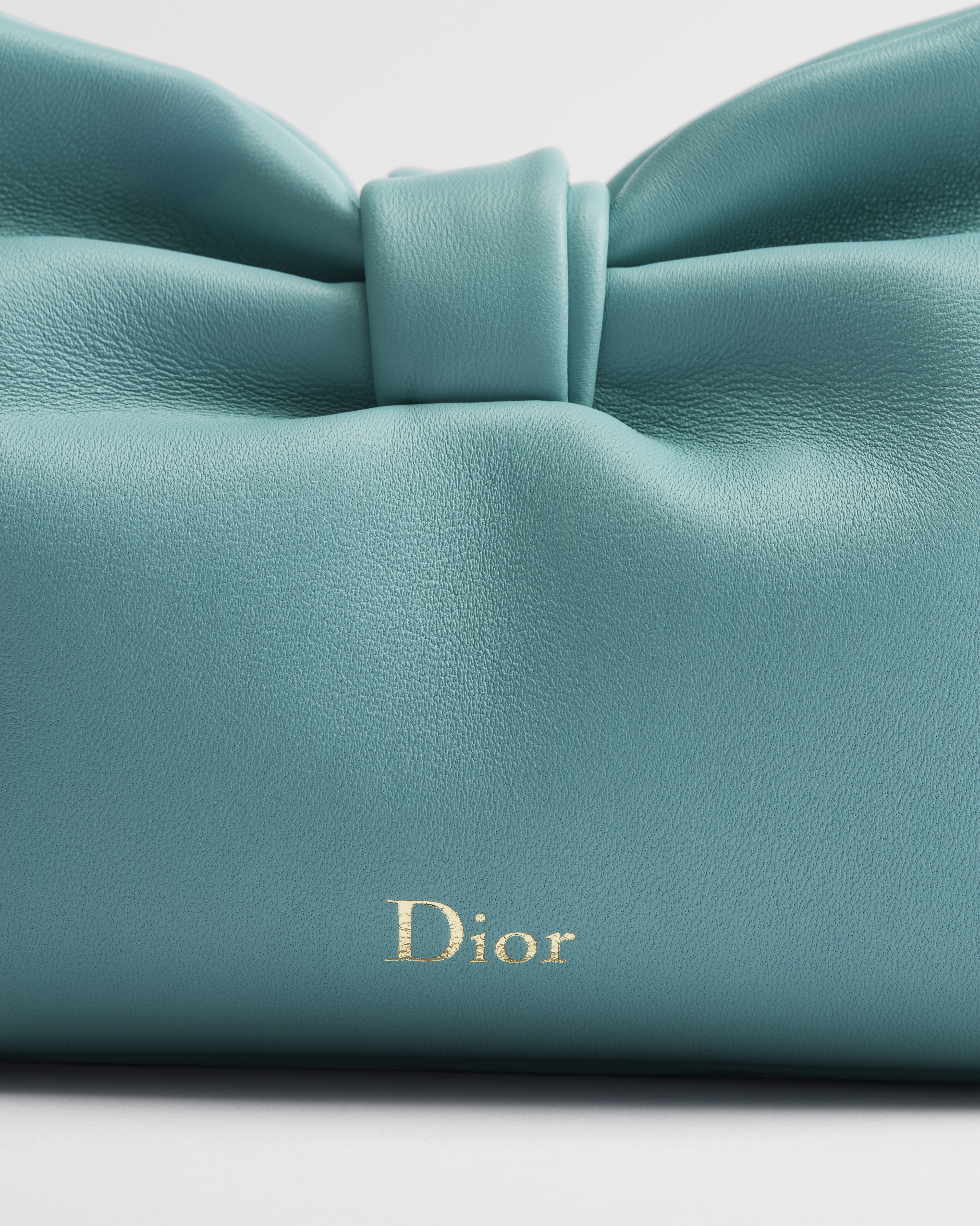 Kleine Dior Bow-tas Tourmaline Bleu lamsleer E11