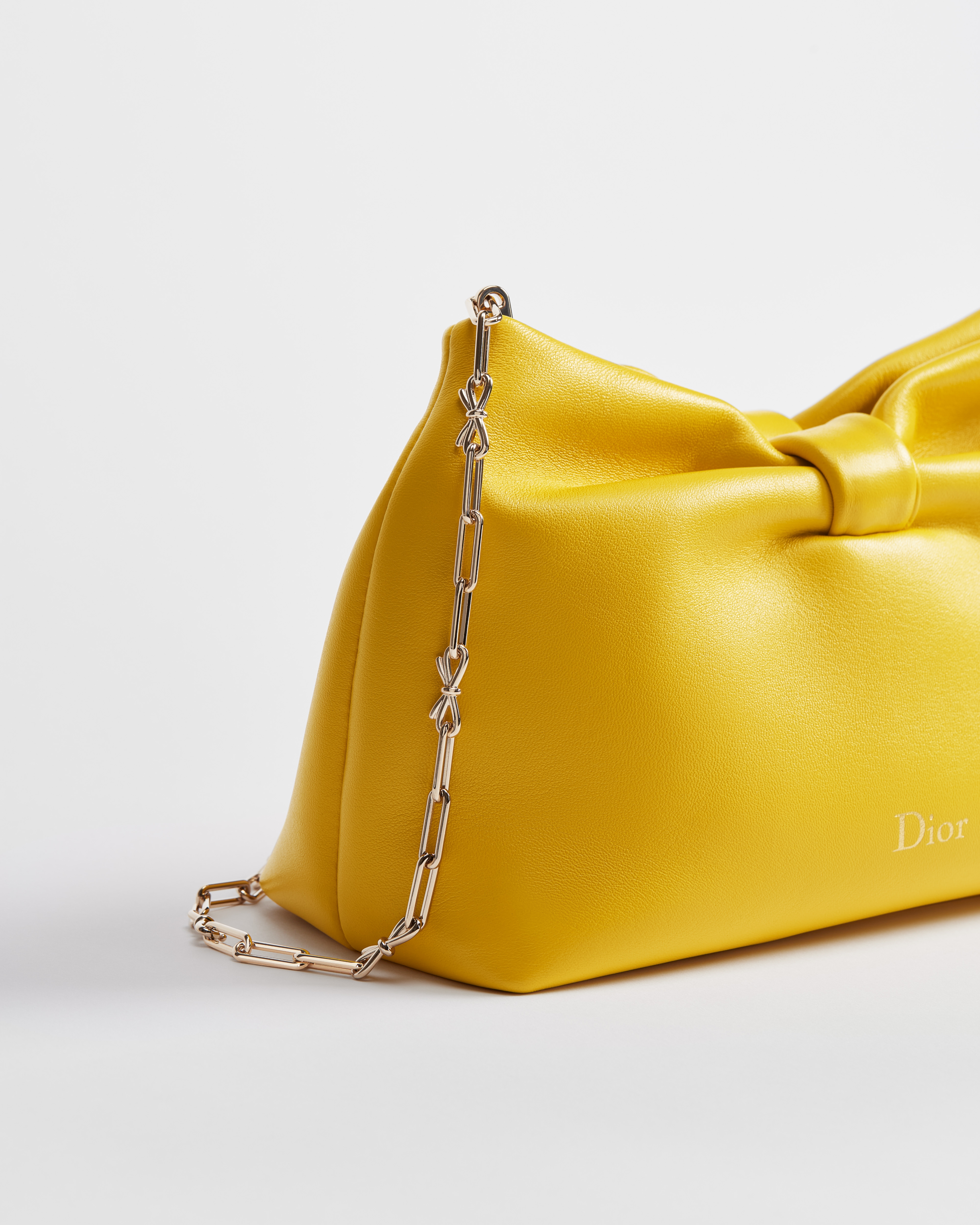 Kleine Dior Bow Tasche Lammleder in Buttercup E10