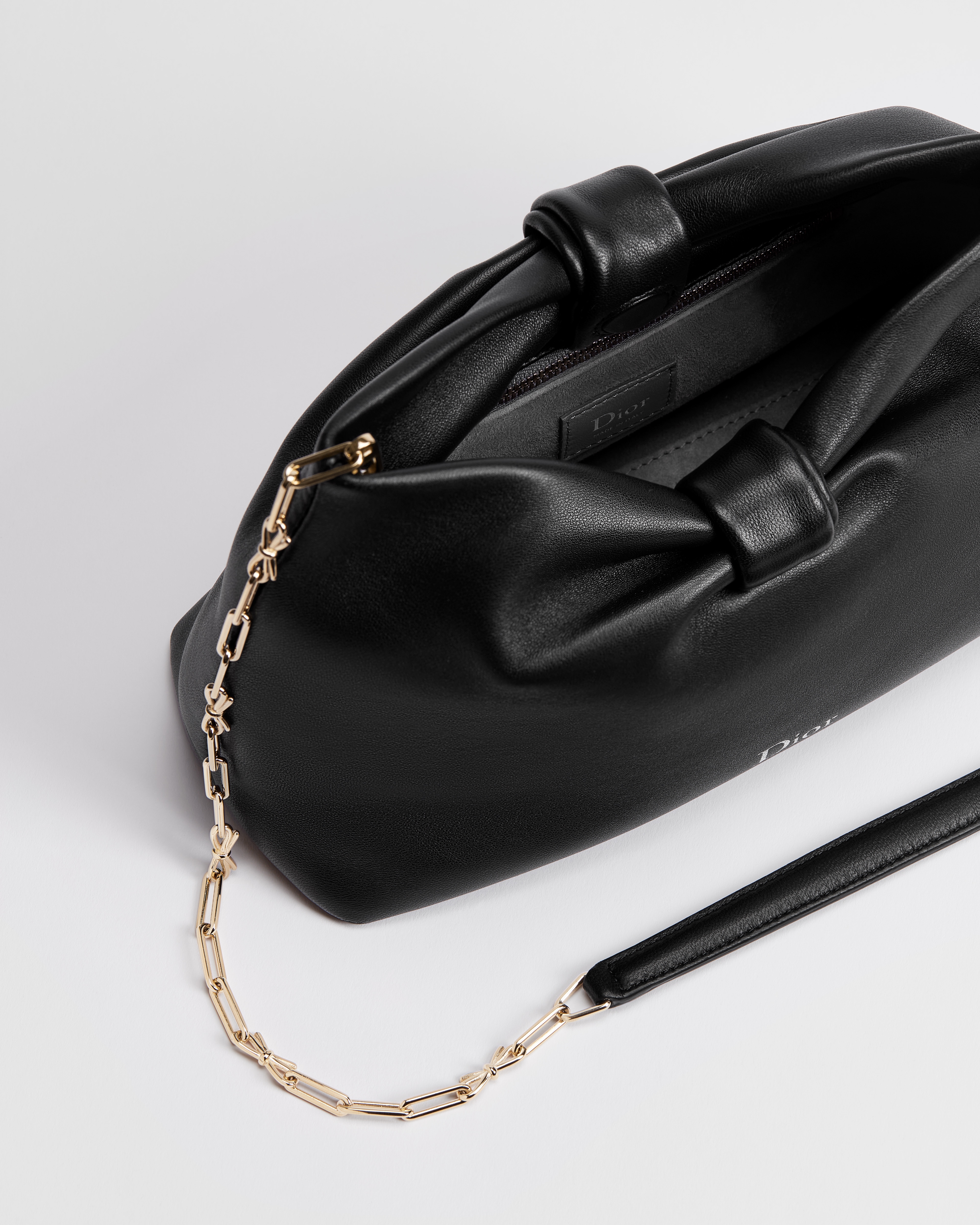 Kleine Dior Bow Tasche Lammleder in Schwarz E06