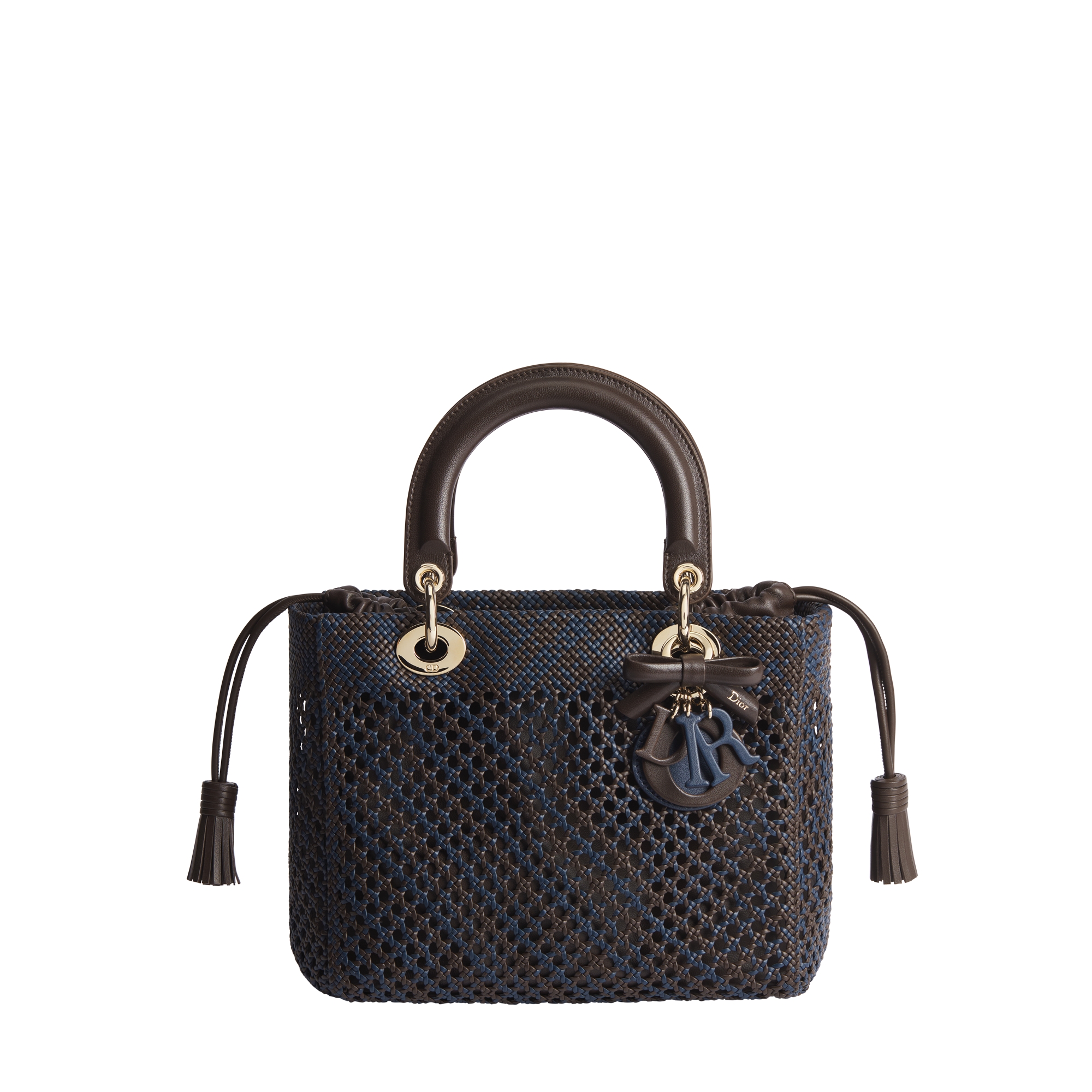 Bolsa Lady Dior média Couro de vitelo trançado em dois tons de