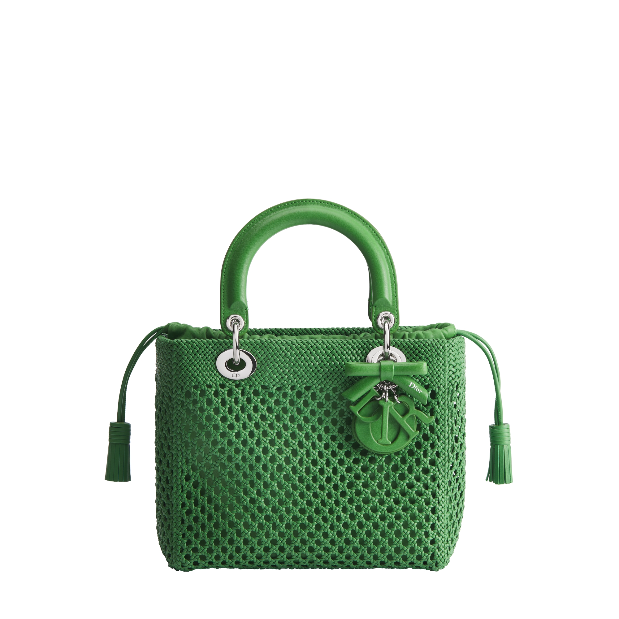 Medium Lady Dior Bag Clover Lucky Green Woven Calfskin | DIOR