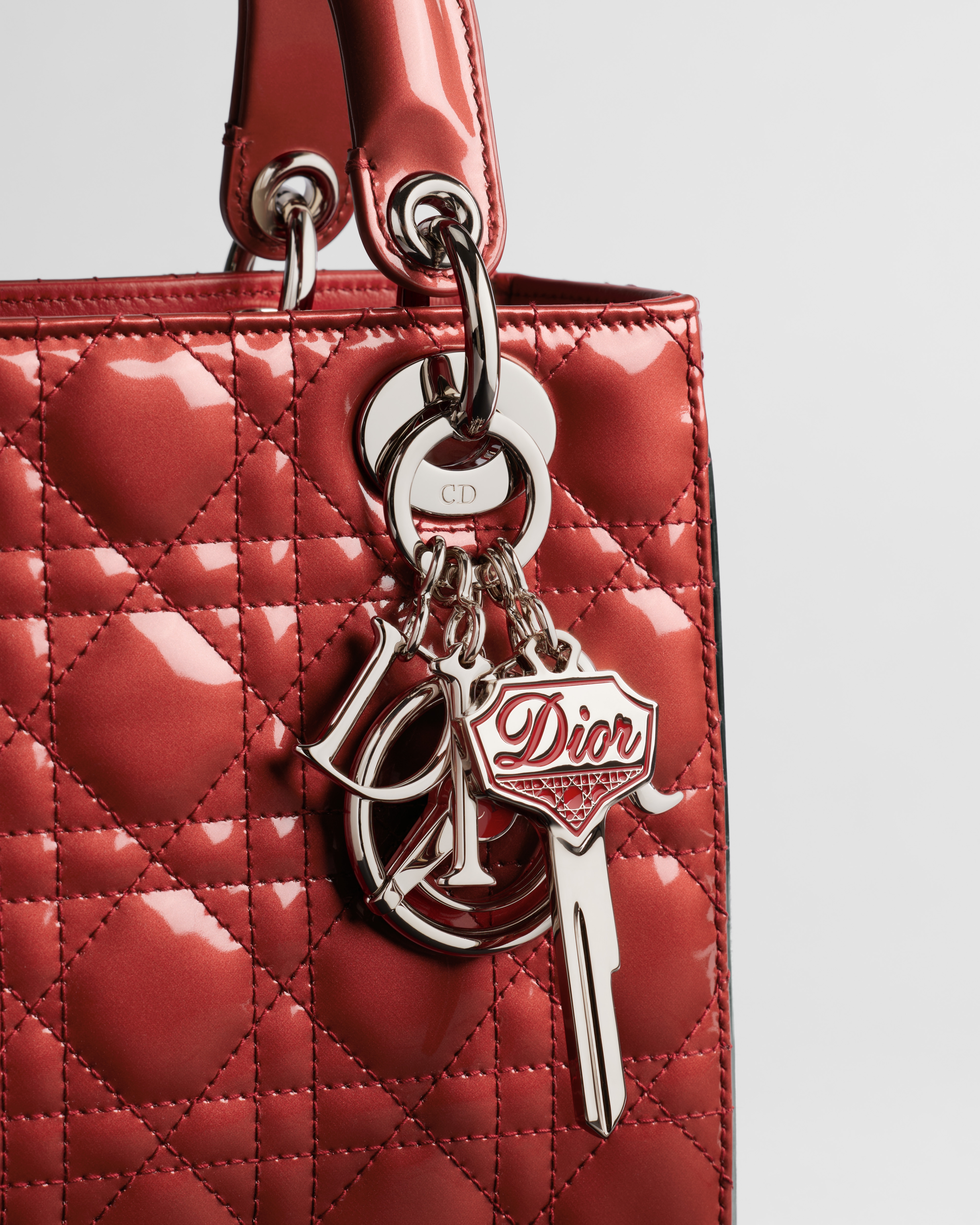 Small Lady Dior Drive-In Bag with Strap Red Patent Cannage Calfskin ...
