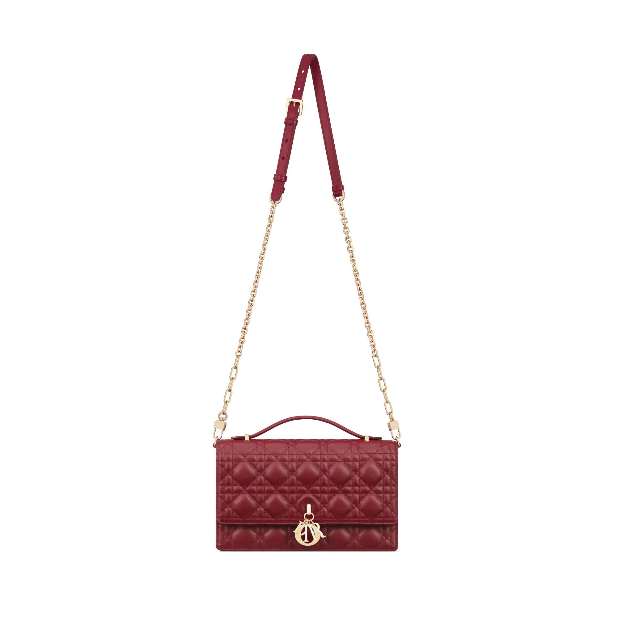 Sac Top Handle My Dior Cuir d'agneau Cannage rouge cerise E07