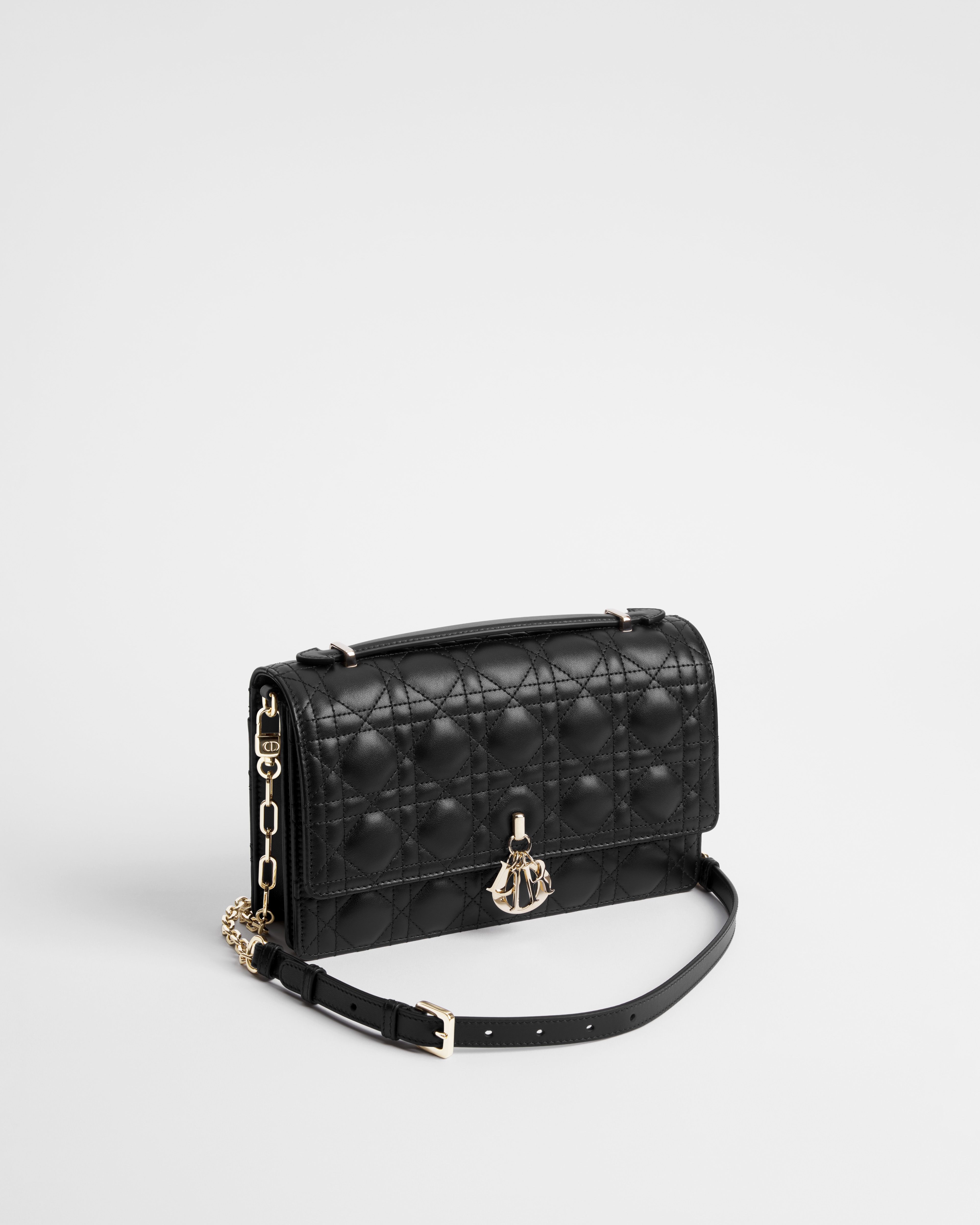 My Dior Top Handle Tasche Cannage Lammleder in Schwarz E03