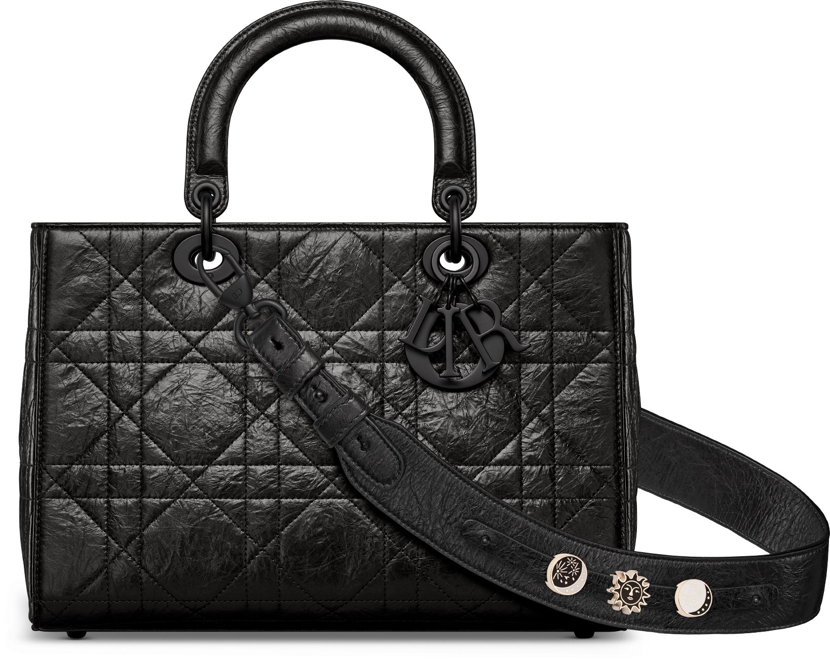 Medium Lady D Sire My ABCDior Bag Black Macrocannage Crinkled Calfskin DIOR