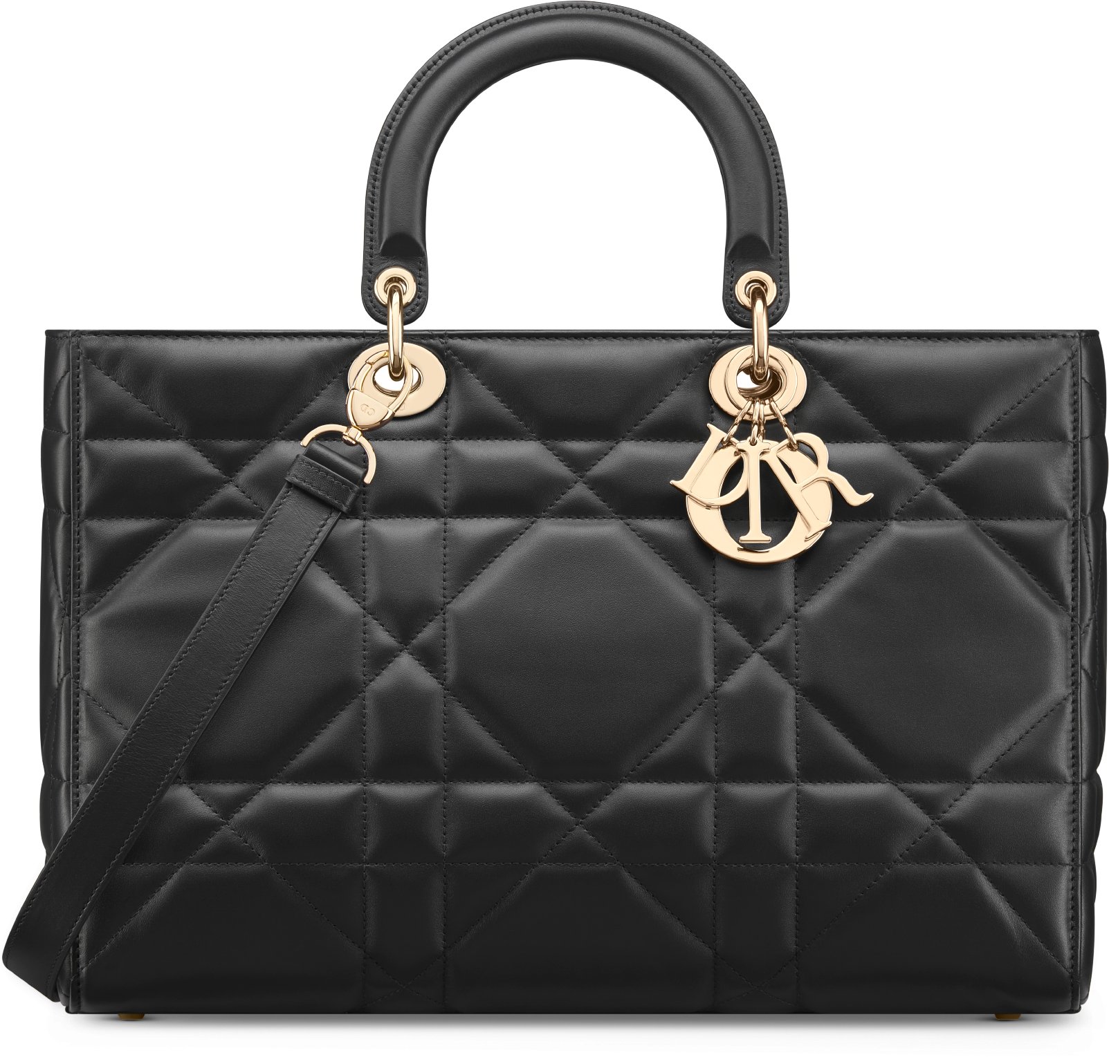 Borsa grande Lady D Sire Pelle di vitello Maxicannage color biscotto DIOR